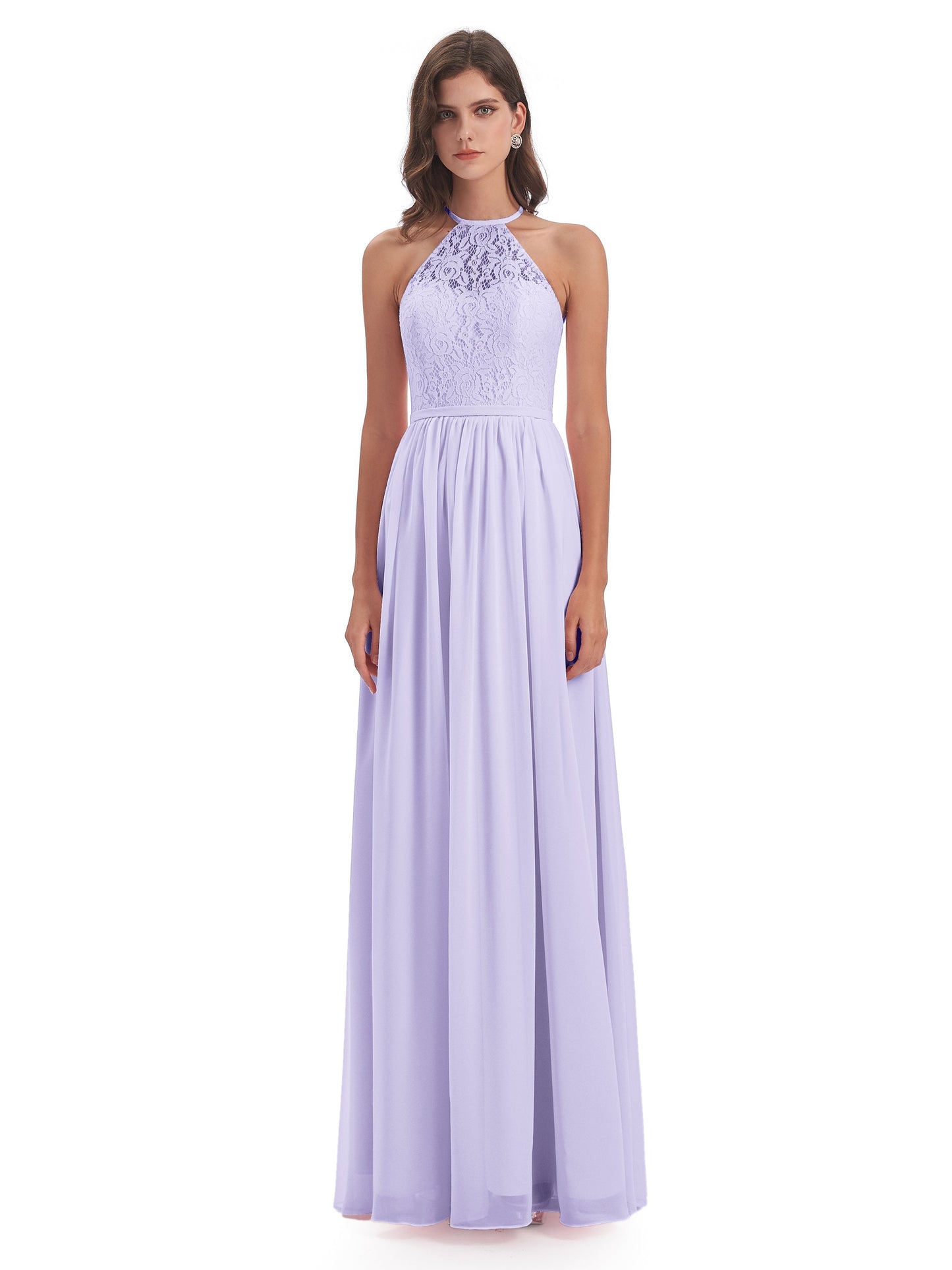 Magdalena Halter Keyhole Lace Long Bridesmaid Dresses