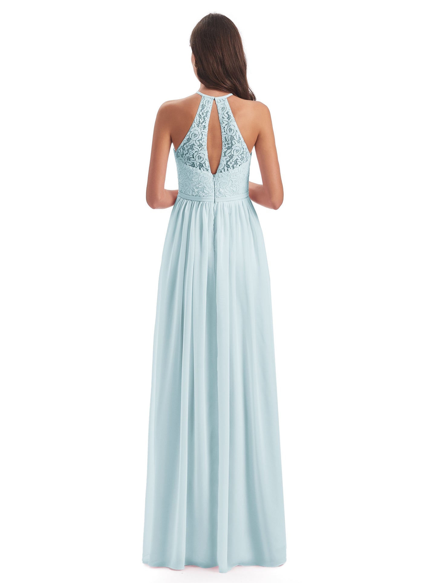 Magdalena Halter Keyhole Lace Long Bridesmaid Dresses