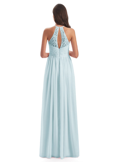 Magdalena Halter Keyhole Lace Long Bridesmaid Dresses