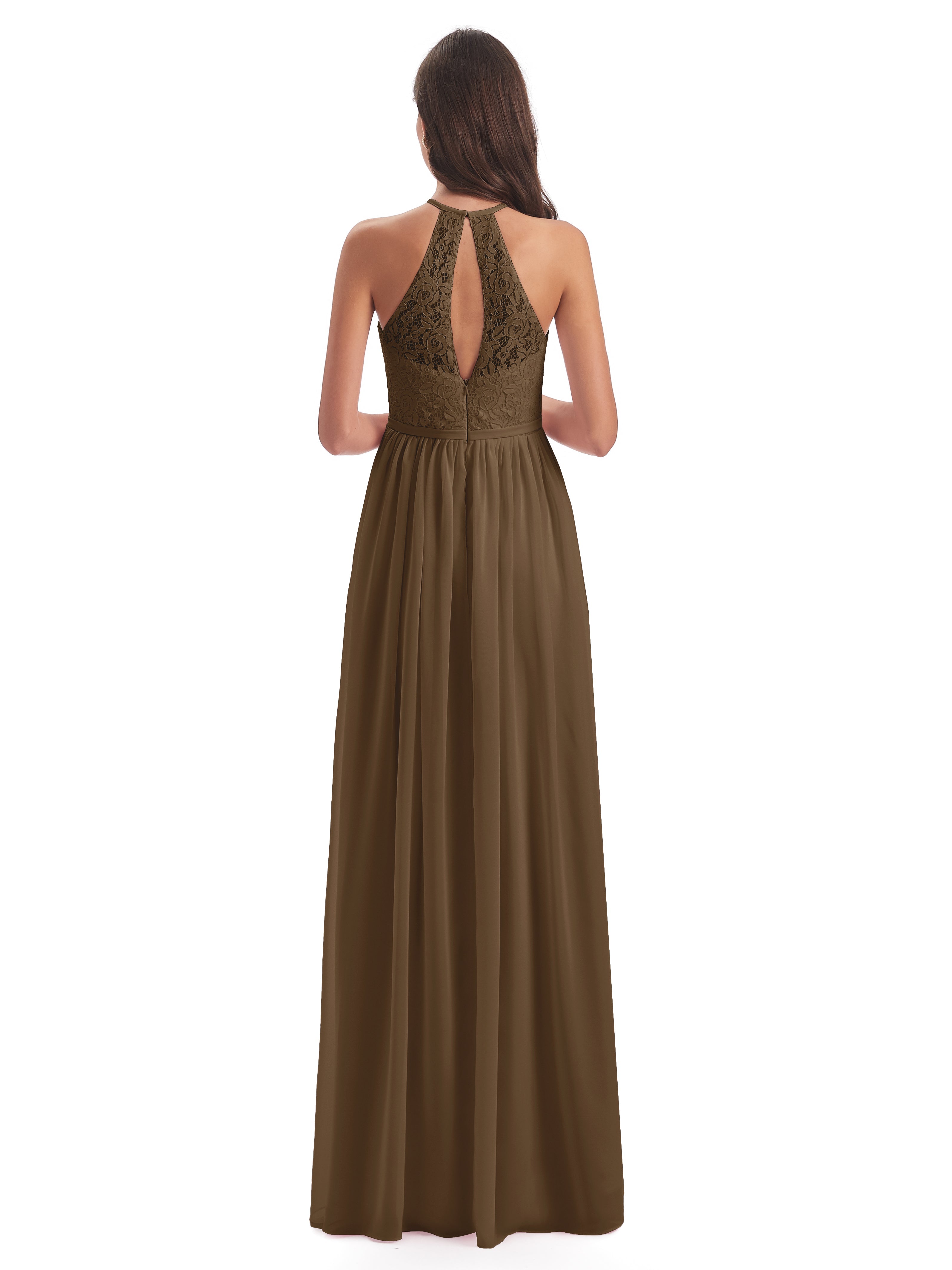 Magdalena Halter Keyhole Lace Long Bridesmaid Dresses