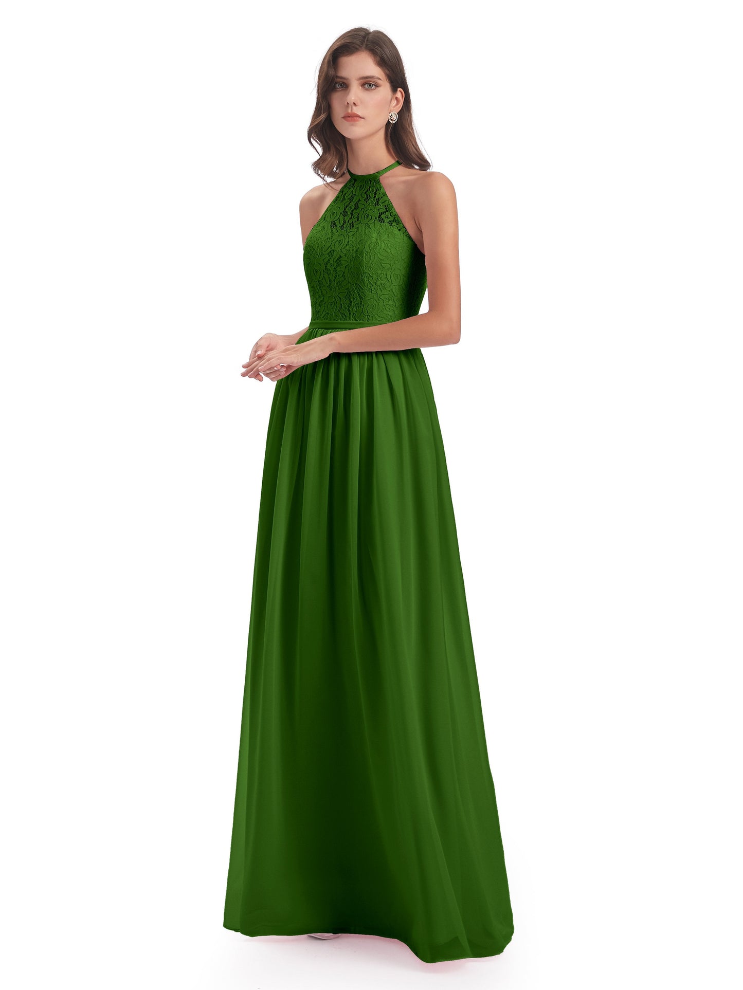 Magdalena Halter Keyhole Lace Long Bridesmaid Dresses