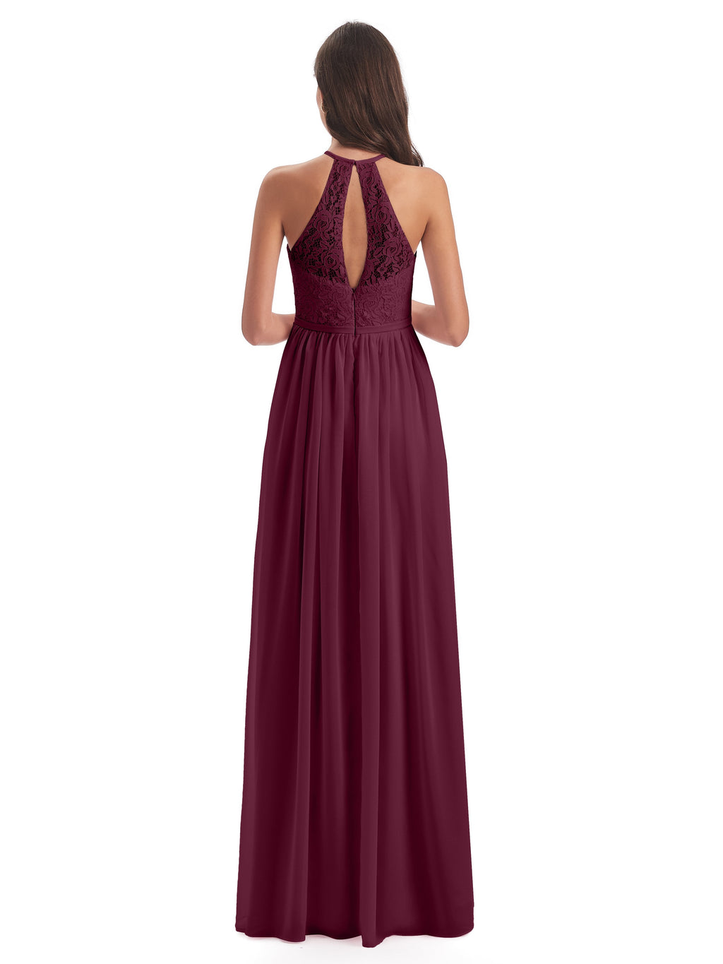 Magdalena Halter Keyhole Lace Long Bridesmaid Dresses