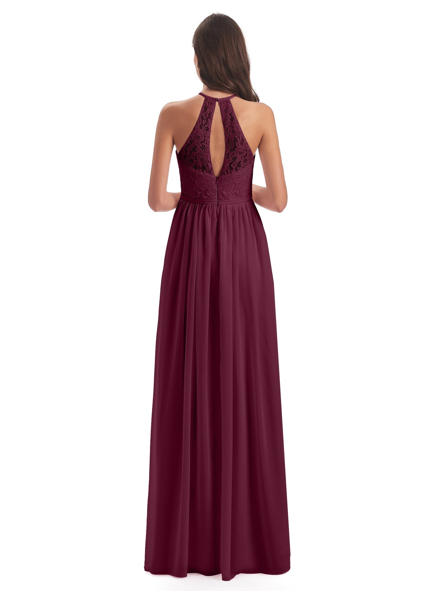 Magdalena Halter Keyhole Lace Long Bridesmaid Dresses
