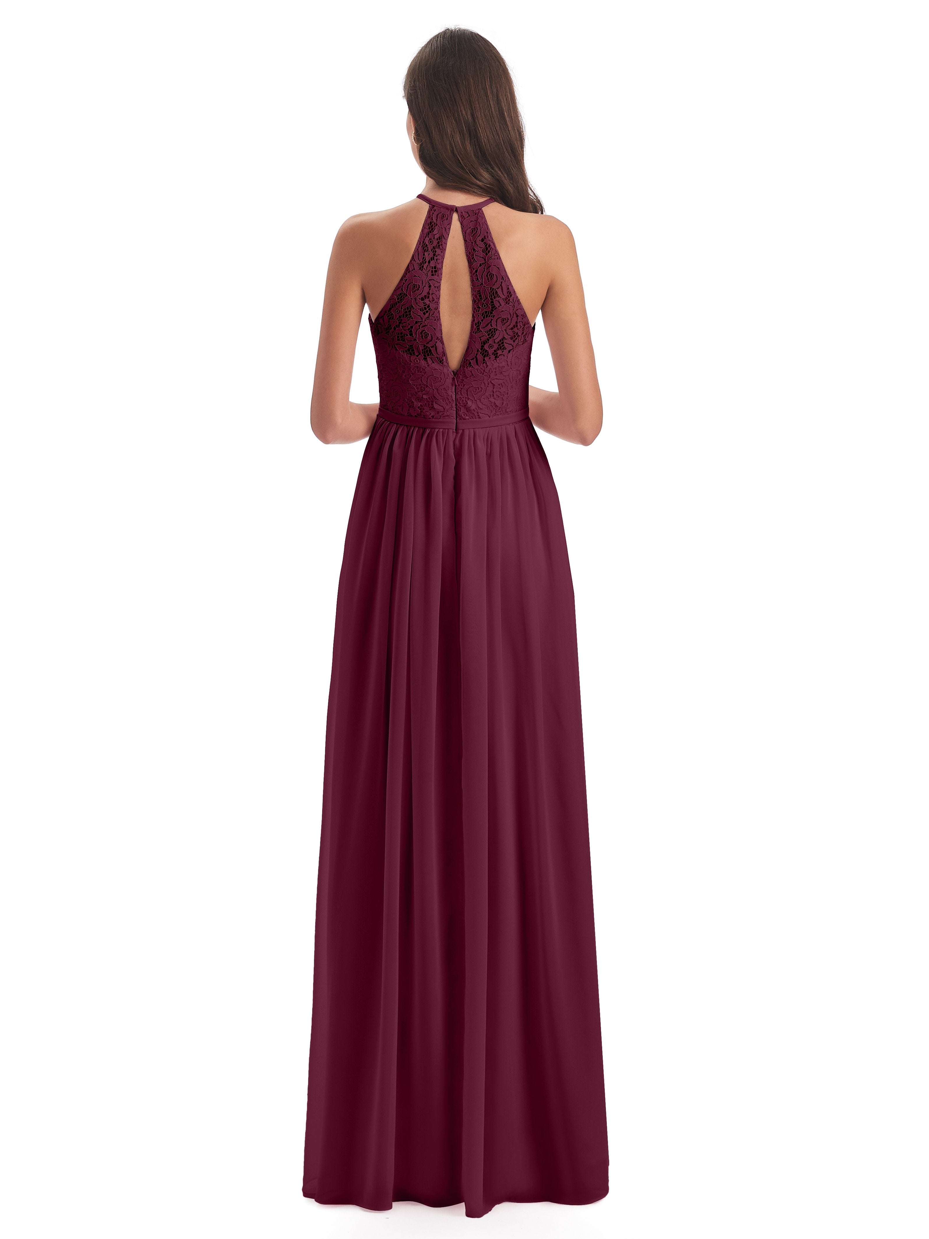 Magdalena Halter Keyhole Lace Long Bridesmaid Dresses