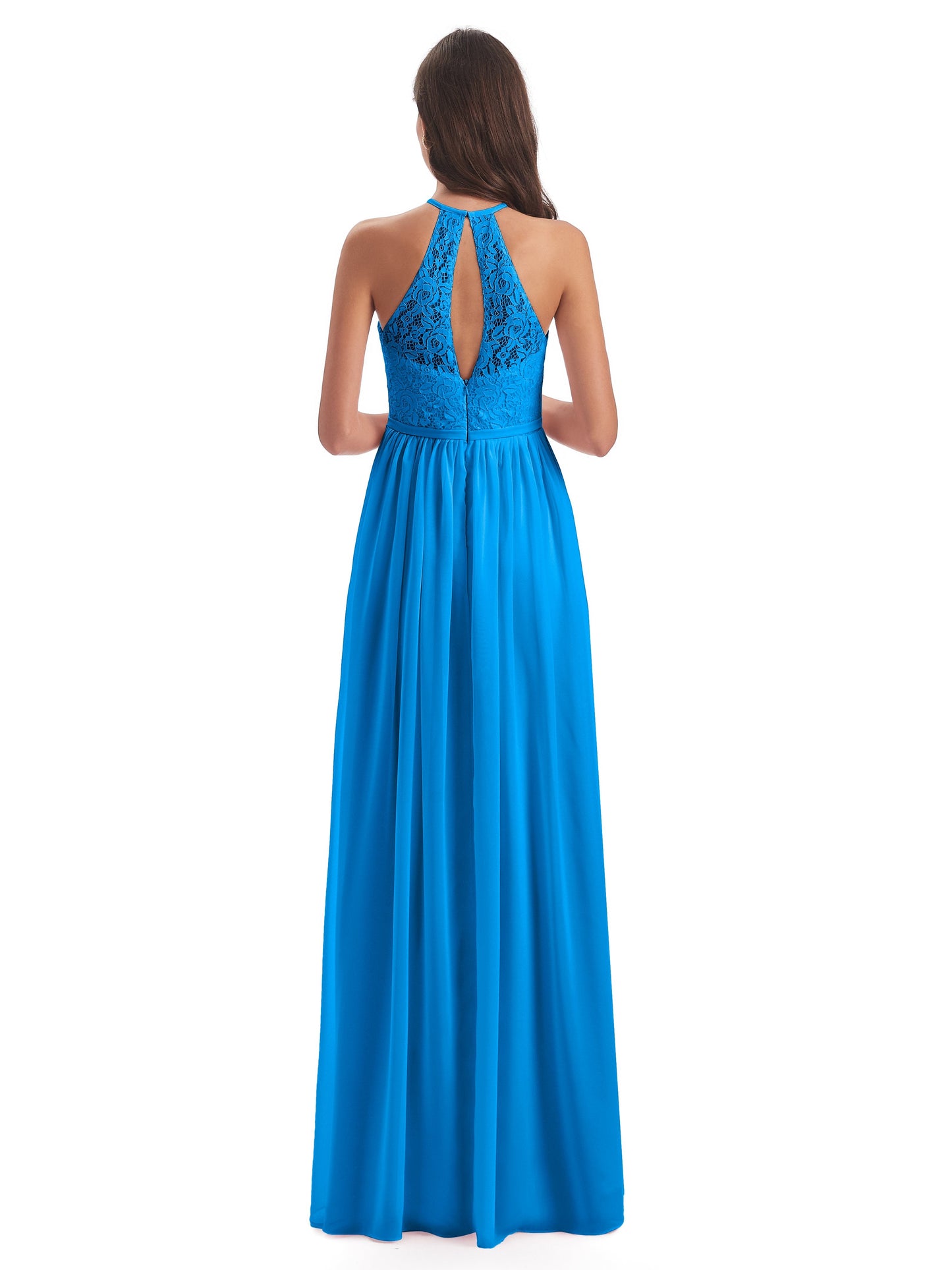 Magdalena Halter Keyhole Lace Long Bridesmaid Dresses