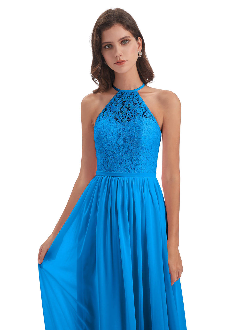 Magdalena Halter Keyhole Lace Long Bridesmaid Dresses