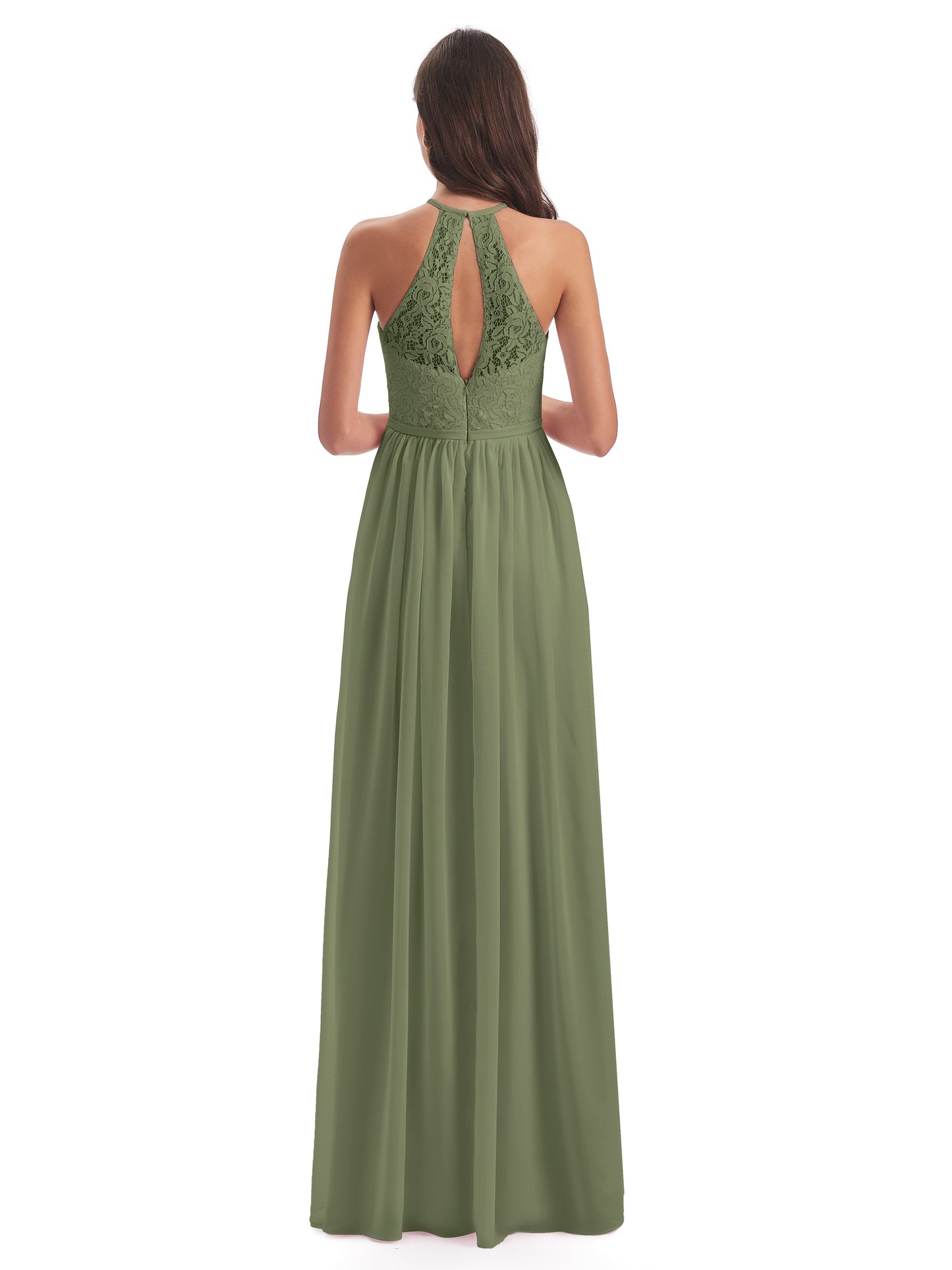 Magdalena Halter Keyhole Lace Long Bridesmaid Dresses