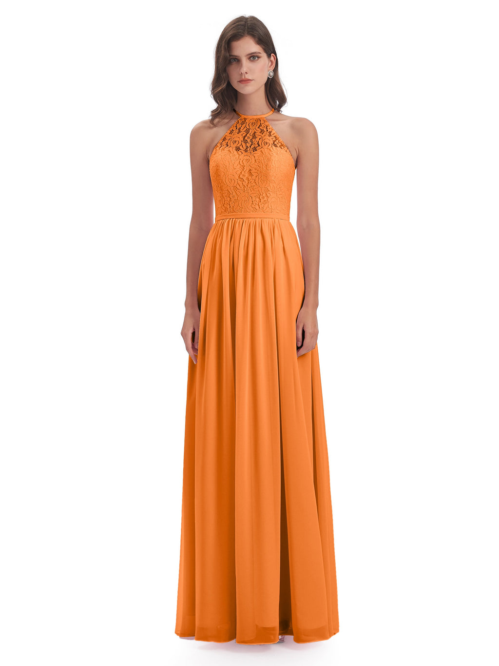 Magdalena Halter Keyhole Lace Long Bridesmaid Dresses