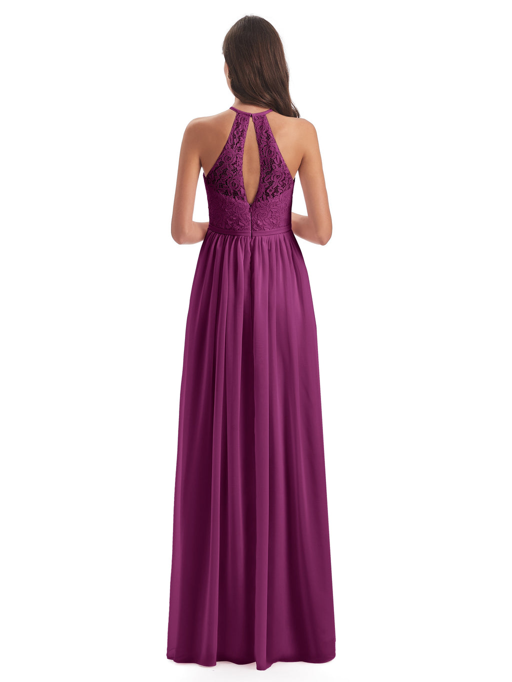 Magdalena Halter Keyhole Lace Long Bridesmaid Dresses