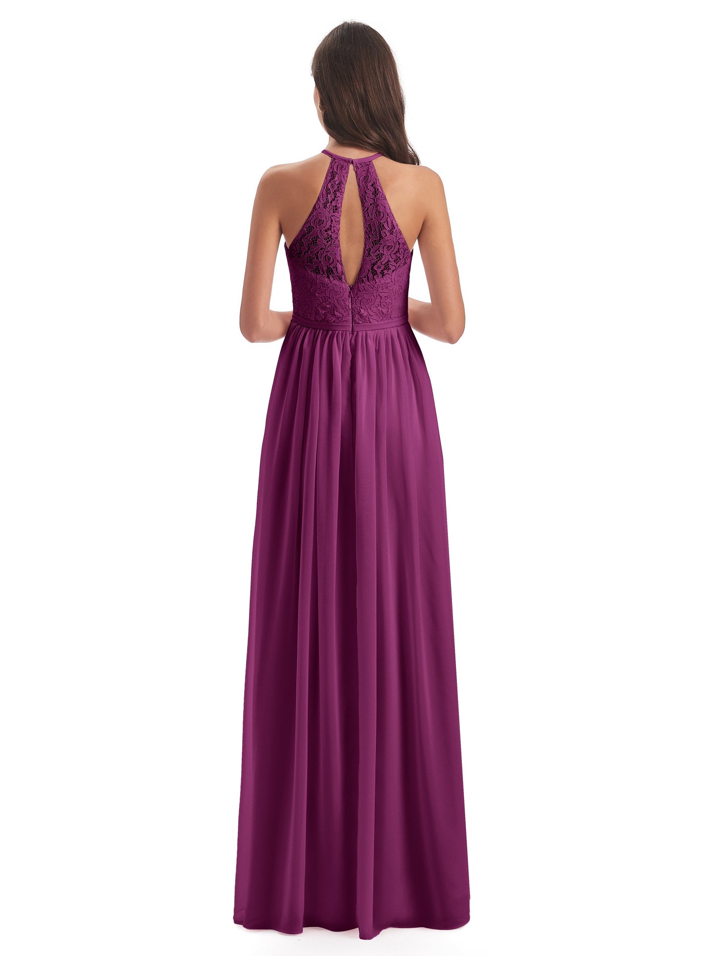 Magdalena Halter Keyhole Lace Long Bridesmaid Dresses