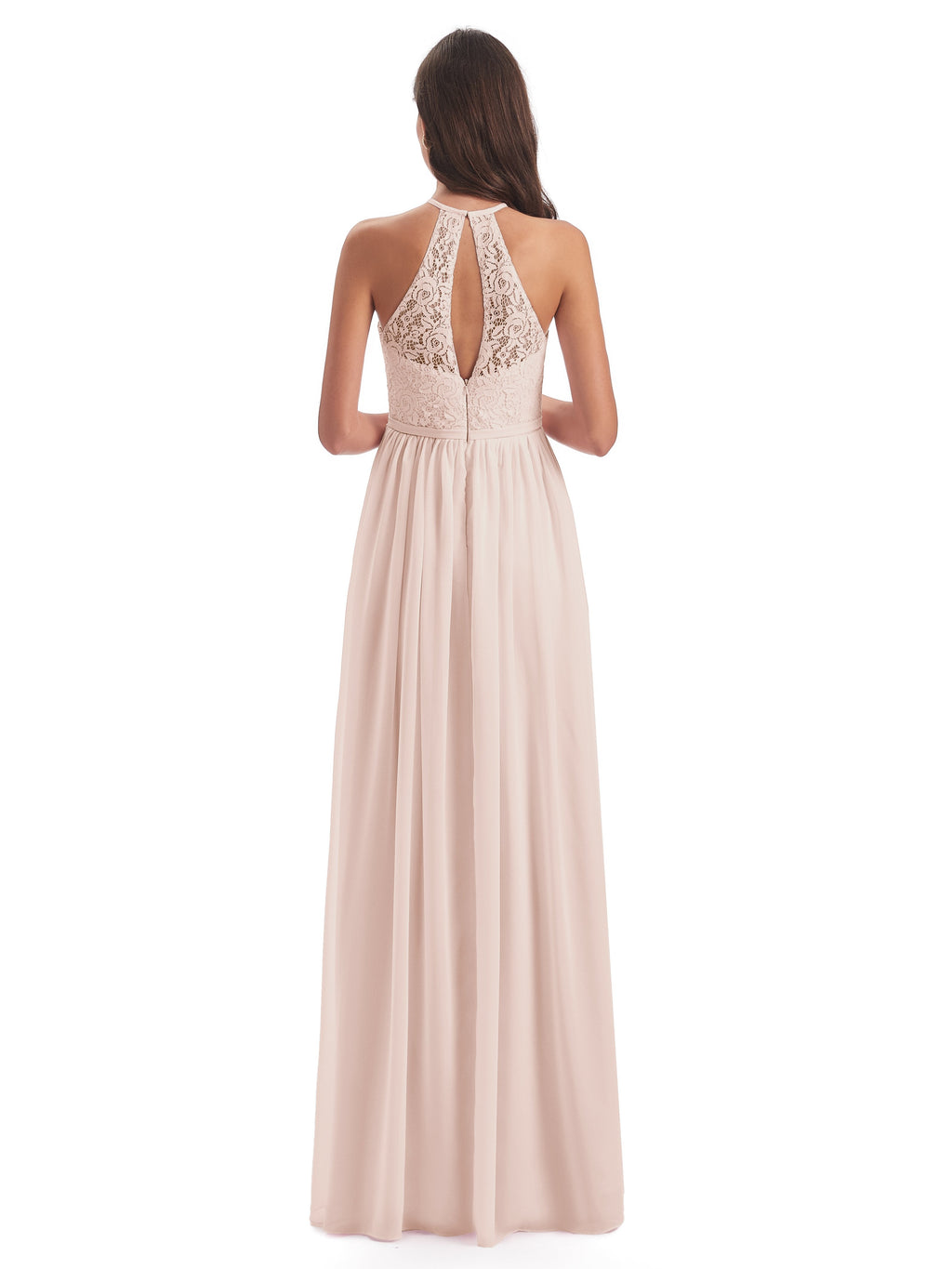 Magdalena Halter Keyhole Lace Long Bridesmaid Dresses