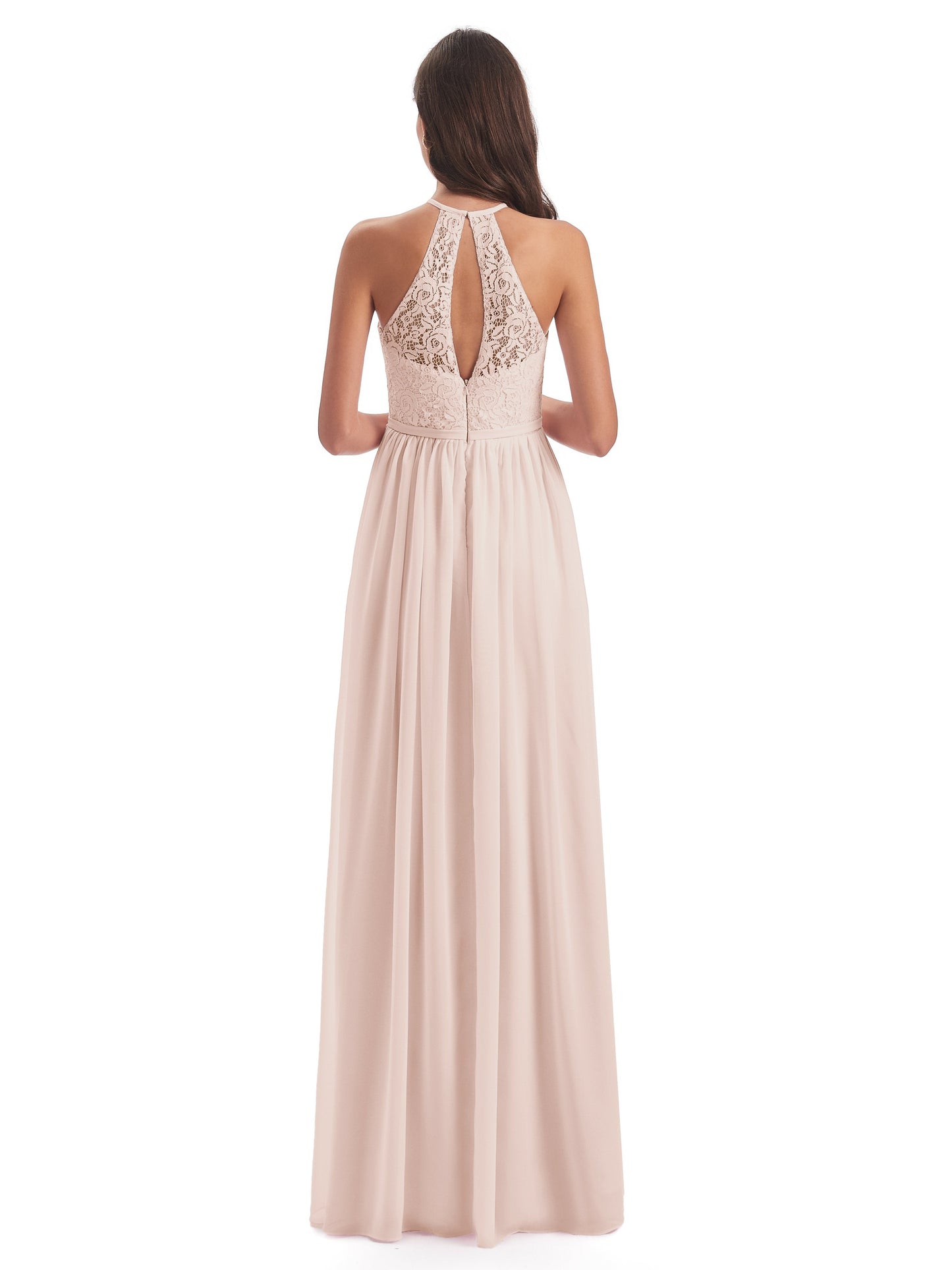 Magdalena Halter Keyhole Lace Long Bridesmaid Dresses