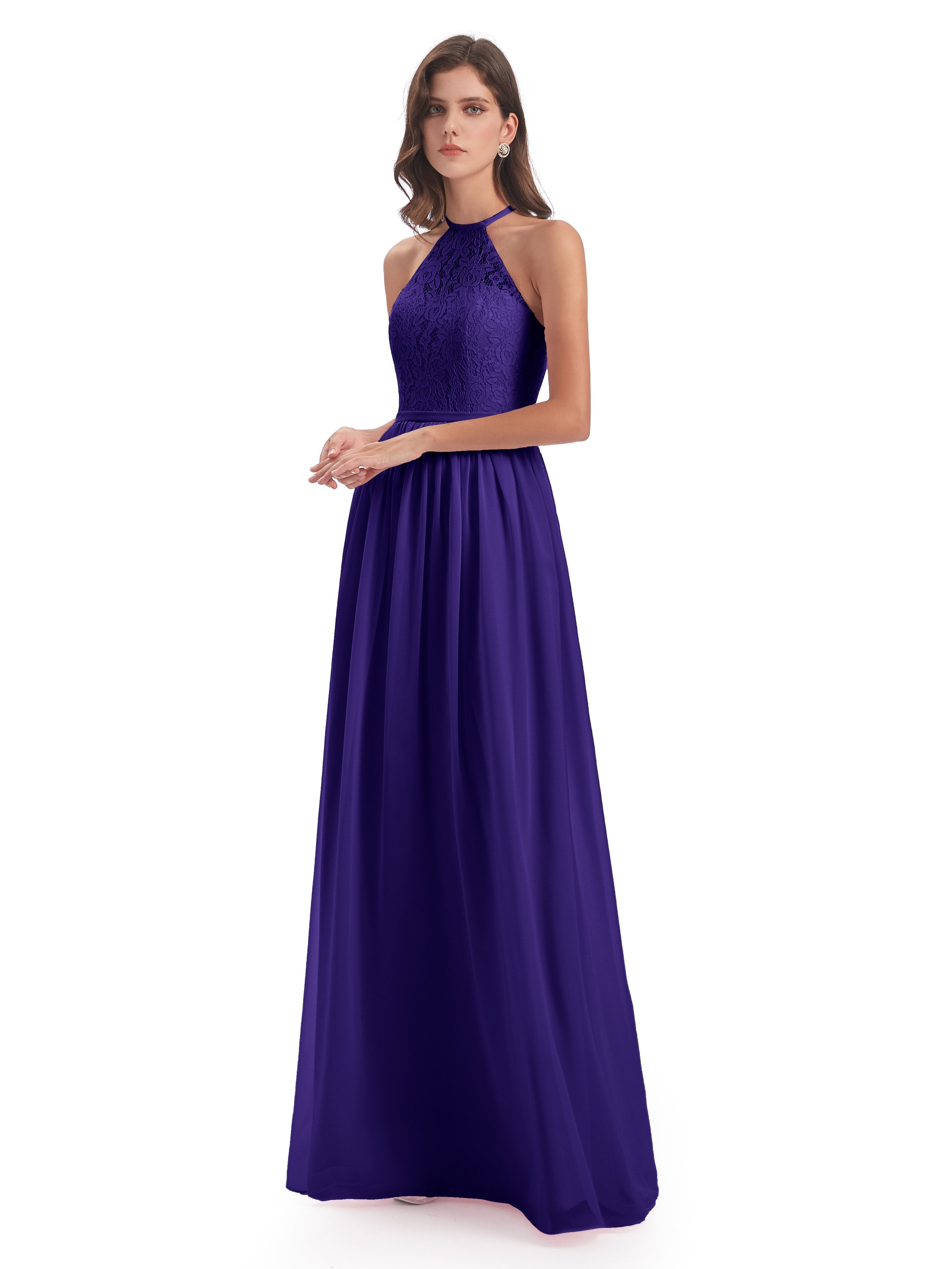 Magdalena Halter Keyhole Lace Long Bridesmaid Dresses