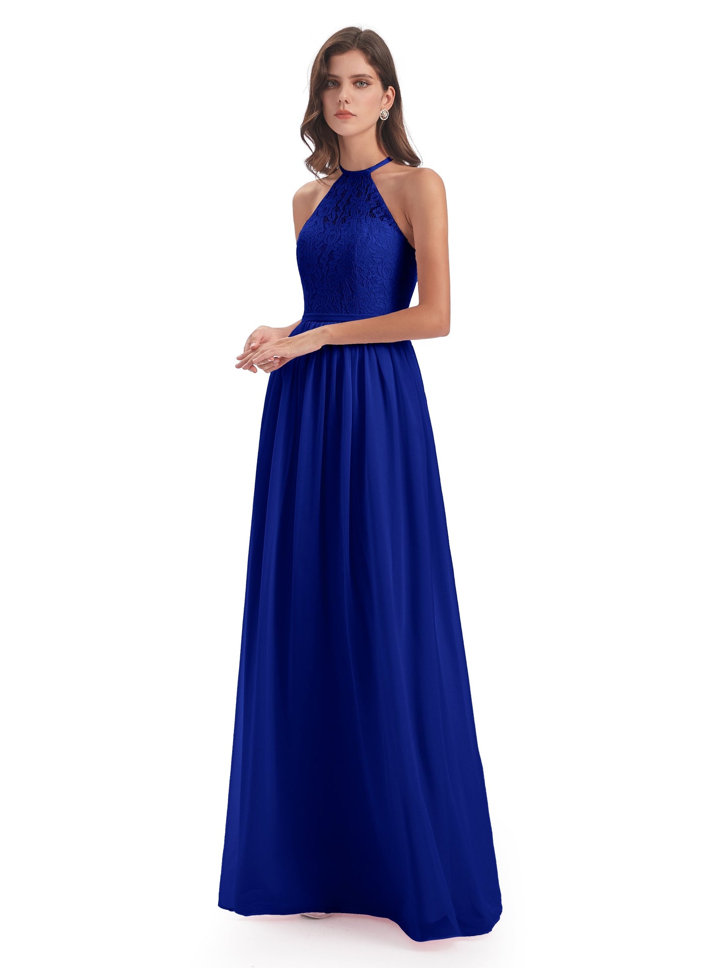 Magdalena Halter Keyhole Lace Long Bridesmaid Dresses