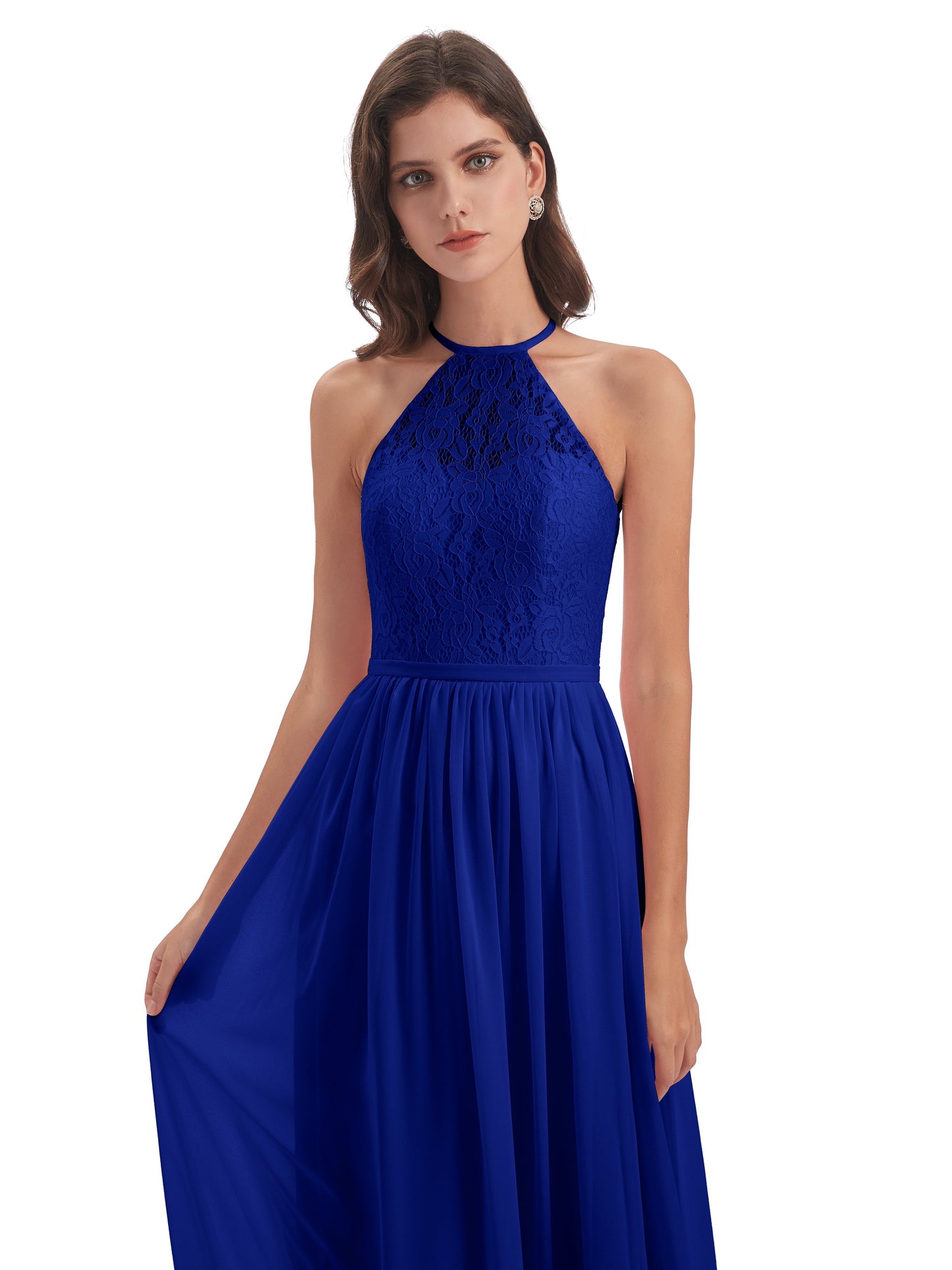 Magdalena Halter Keyhole Lace Long Bridesmaid Dresses