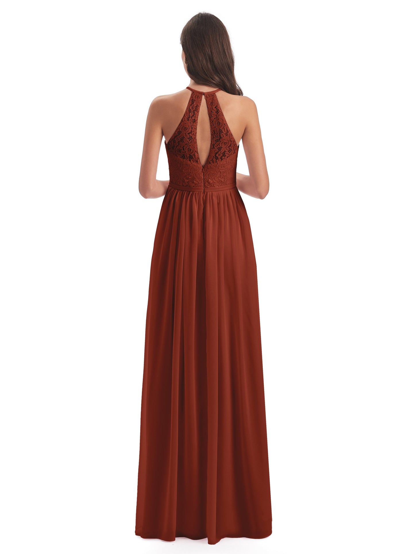 Magdalena Halter Keyhole Lace Long Bridesmaid Dresses
