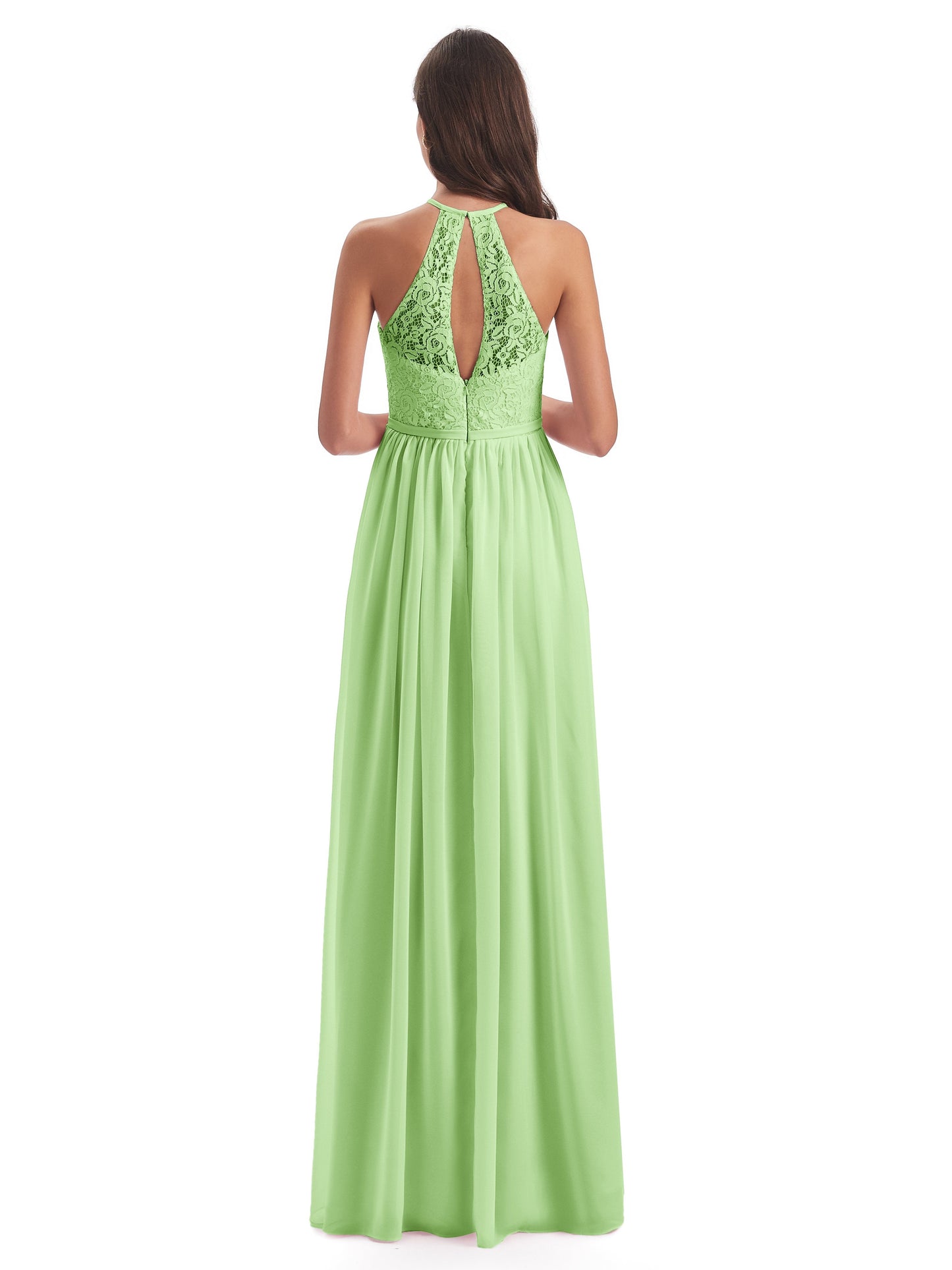 Magdalena Halter Keyhole Lace Long Bridesmaid Dresses