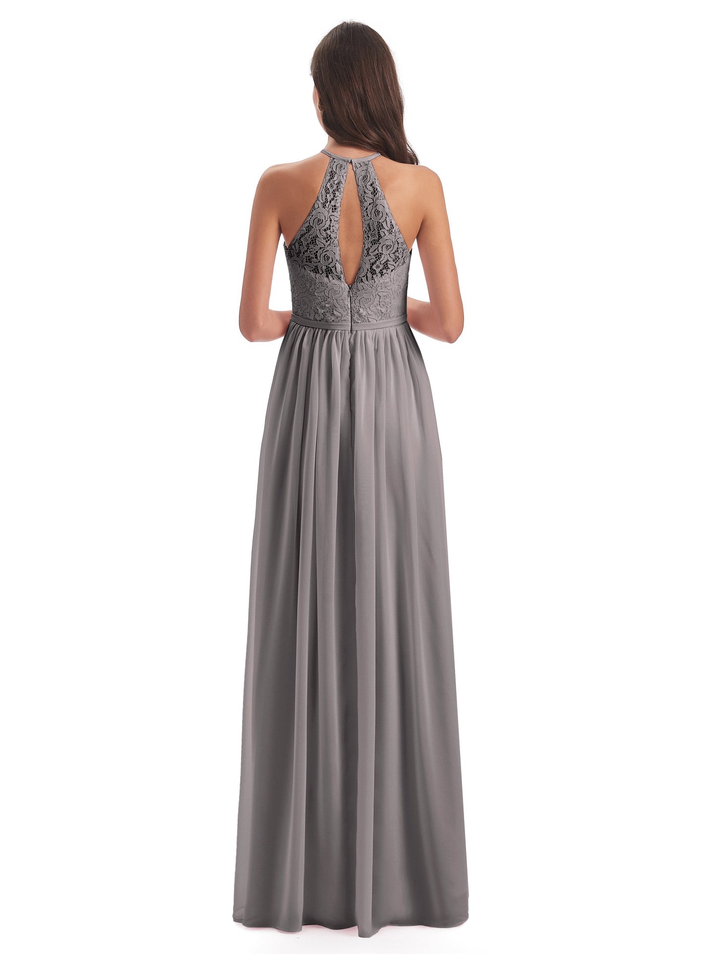 Magdalena Halter Keyhole Lace Long Bridesmaid Dresses