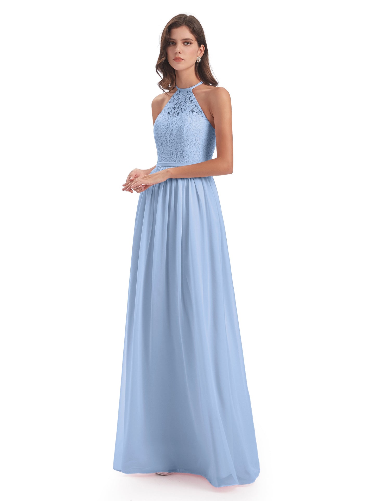Magdalena Halter Keyhole Lace Long Bridesmaid Dresses