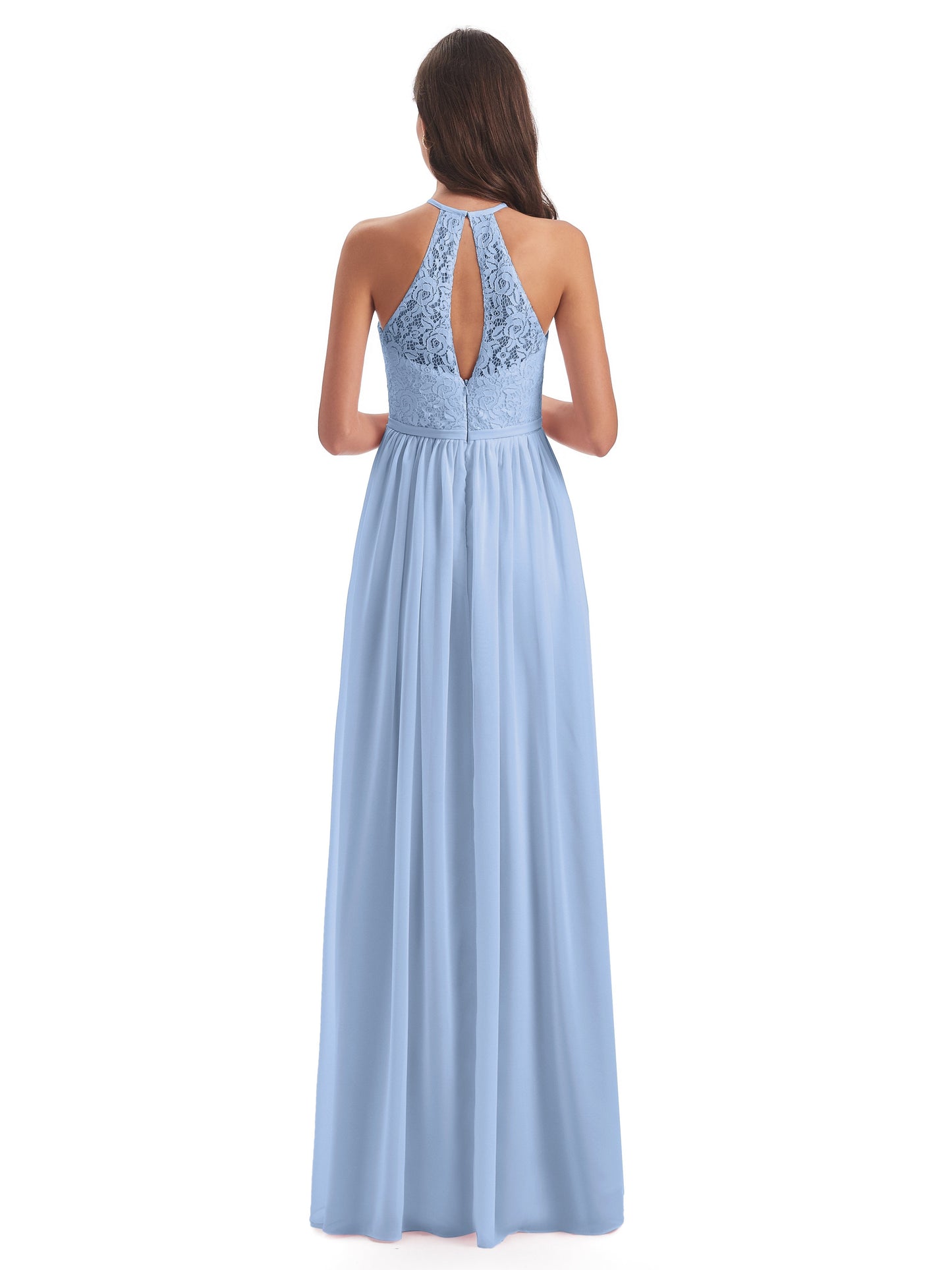 Magdalena Halter Keyhole Lace Long Bridesmaid Dresses