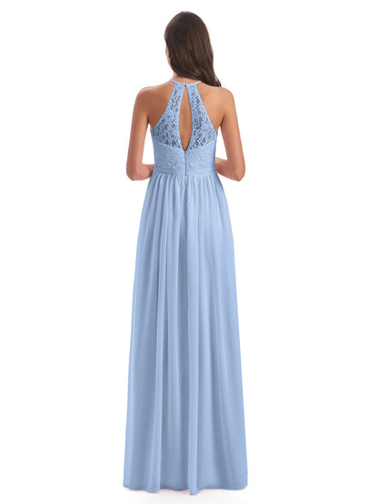 Magdalena Halter Keyhole Lace Long Bridesmaid Dresses
