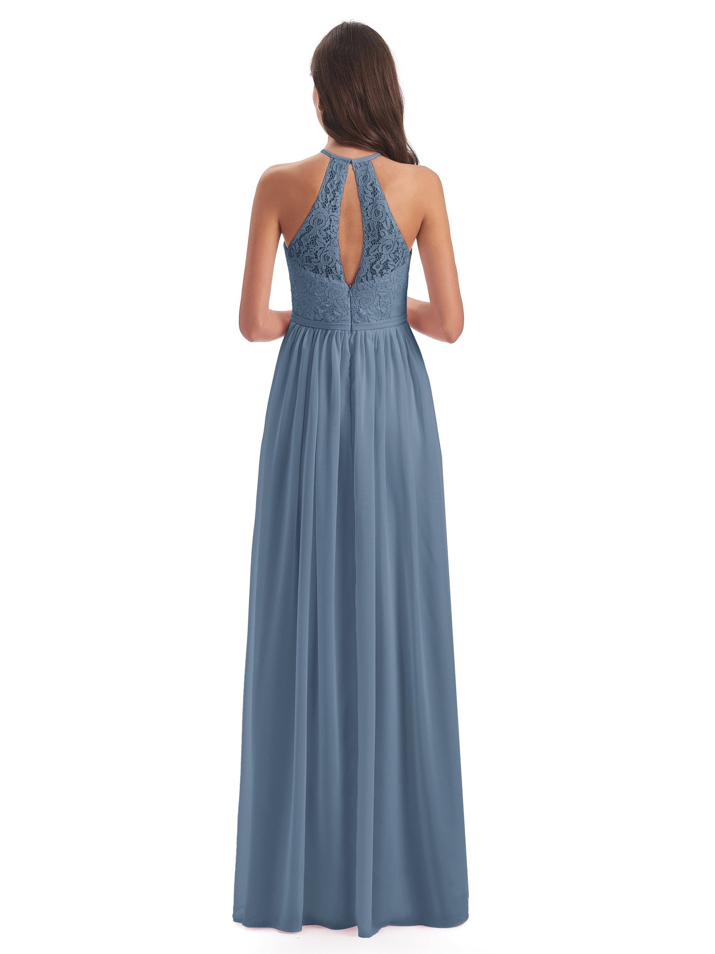 Magdalena Halter Keyhole Lace Long Bridesmaid Dresses