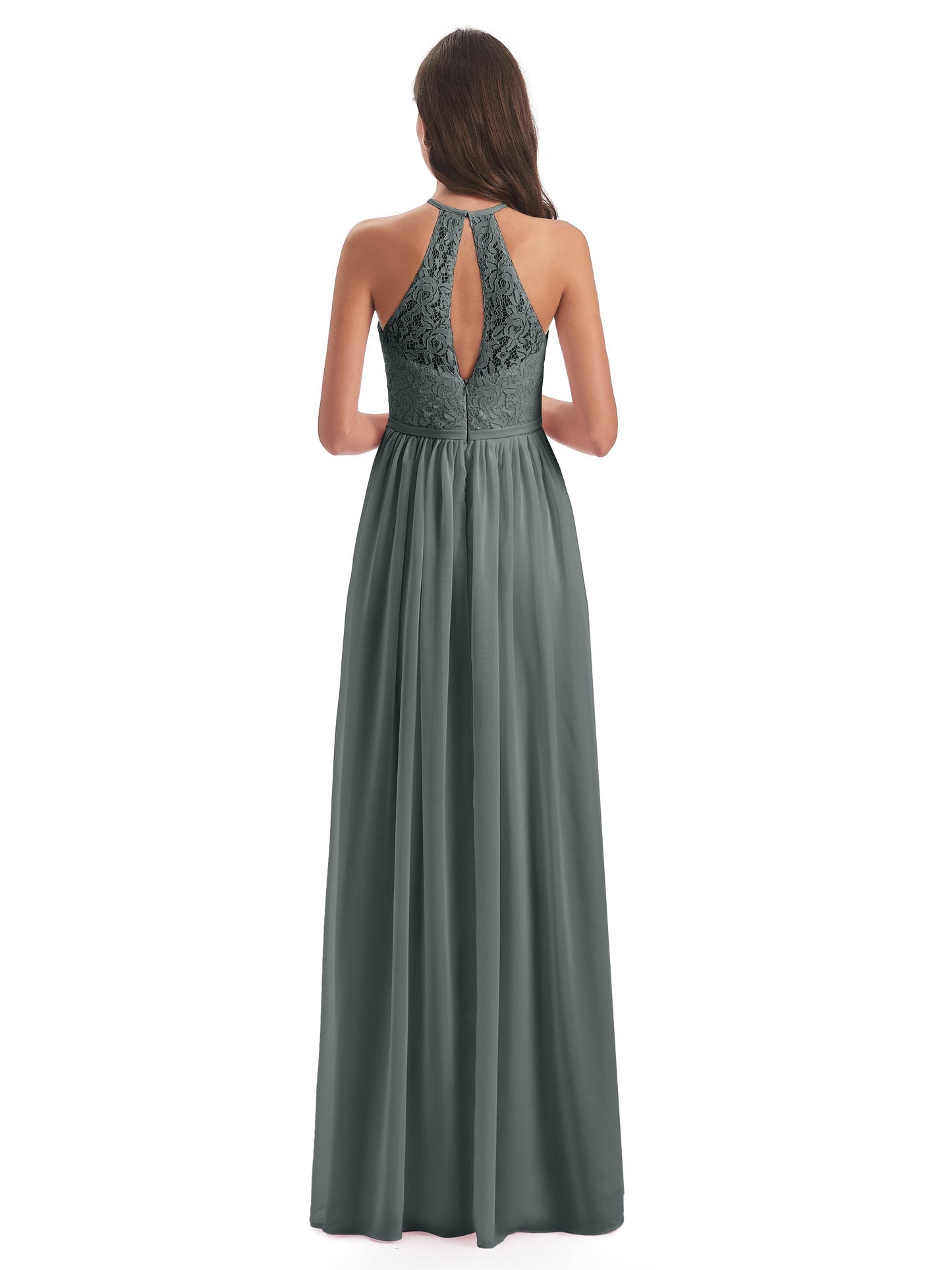 Magdalena Halter Keyhole Lace Long Bridesmaid Dresses
