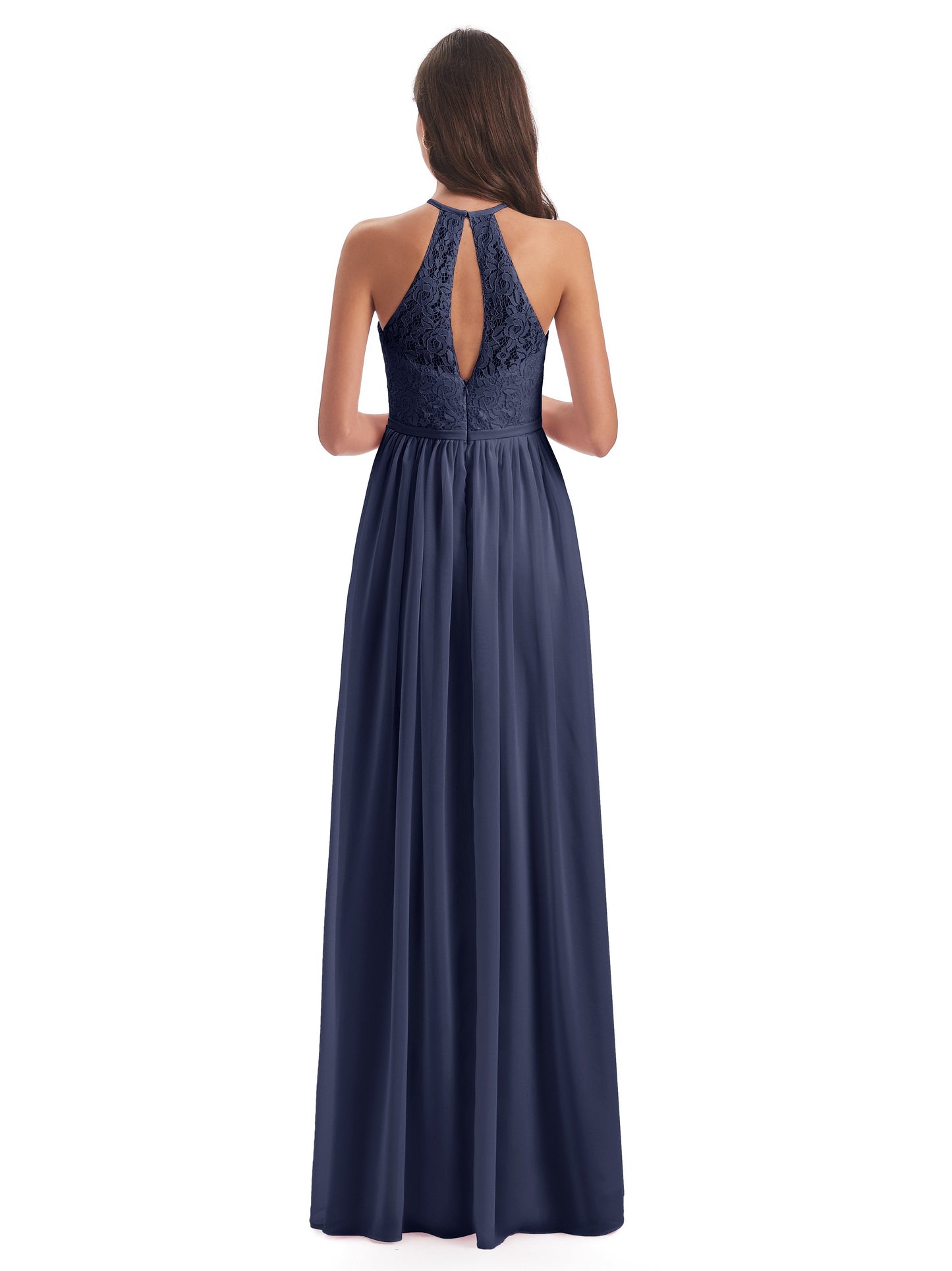Magdalena Halter Keyhole Lace Long Bridesmaid Dresses