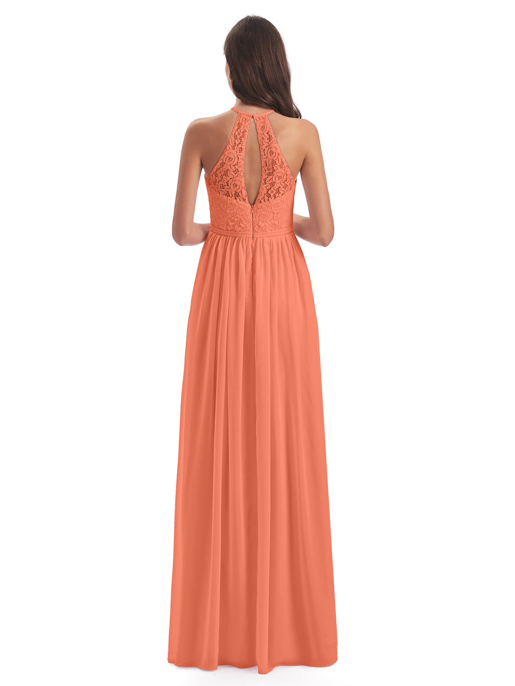 Magdalena Halter Keyhole Lace Long Bridesmaid Dresses
