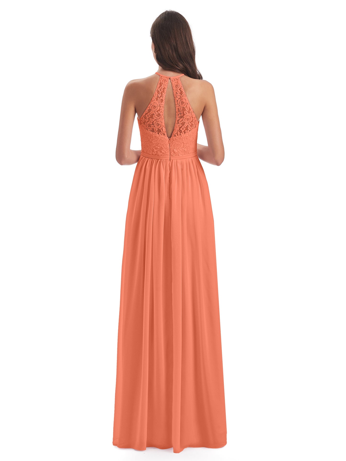 Magdalena Halter Keyhole Lace Long Bridesmaid Dresses