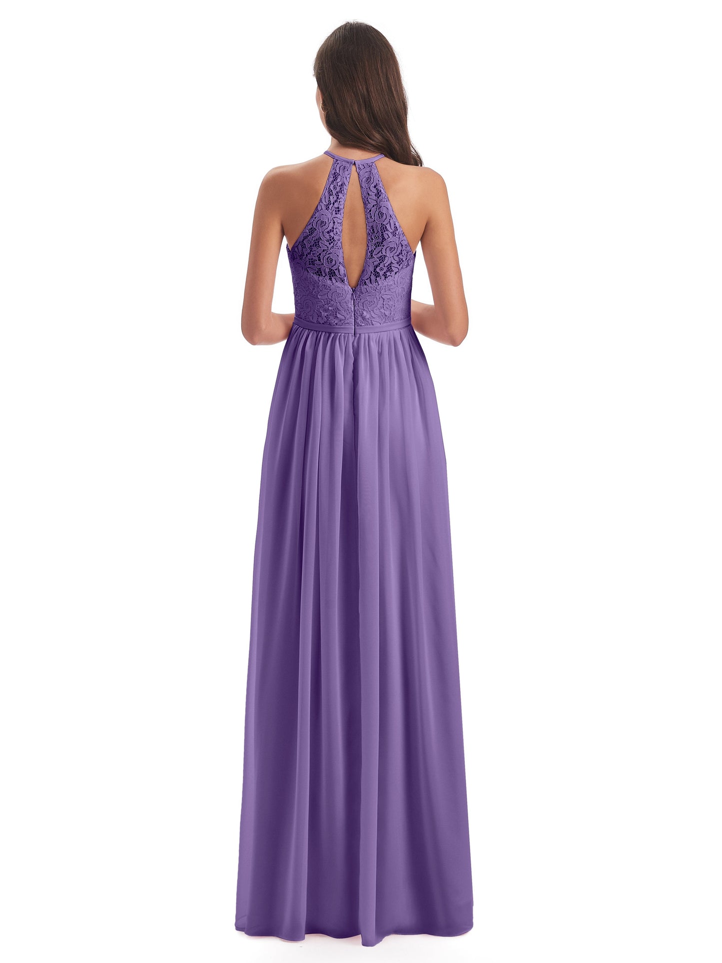 Magdalena Halter Keyhole Lace Long Bridesmaid Dresses