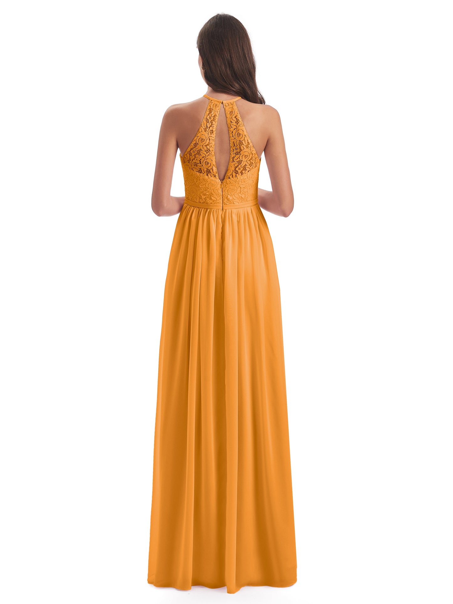 Magdalena Halter Keyhole Lace Long Bridesmaid Dresses