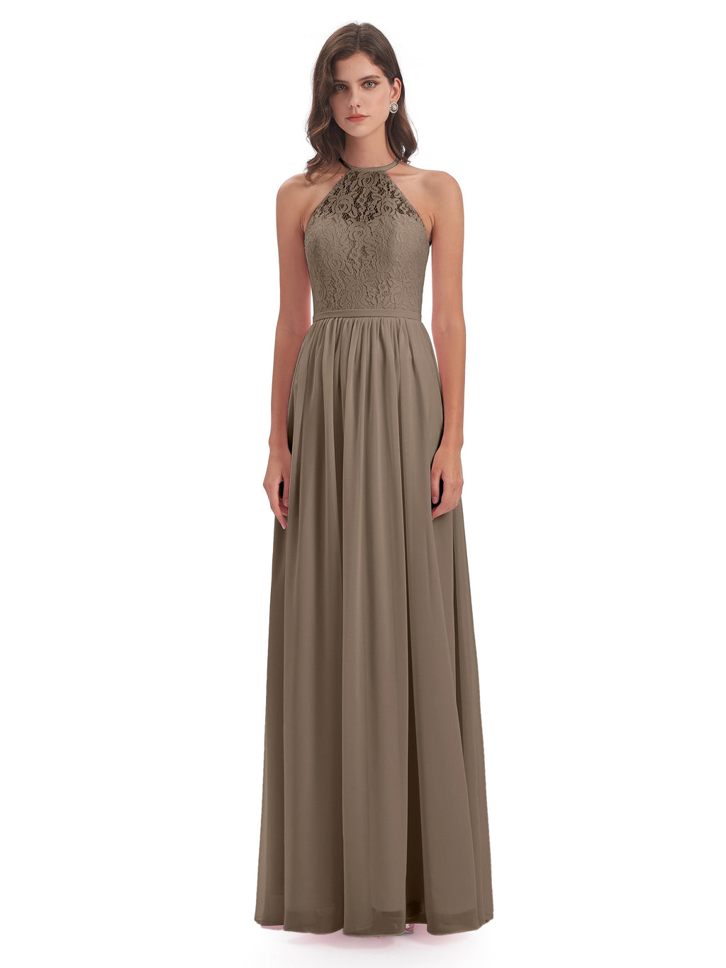 Magdalena Halter Keyhole Lace Long Bridesmaid Dresses