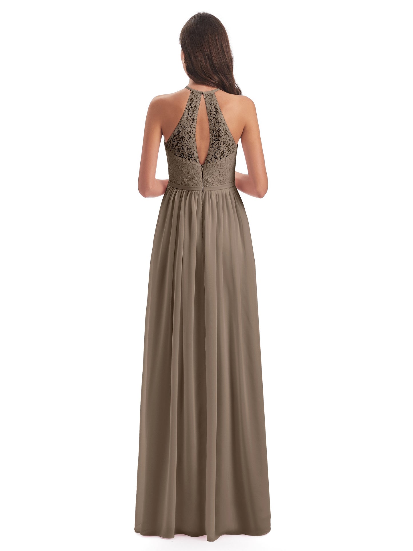 Magdalena Halter Keyhole Lace Long Bridesmaid Dresses