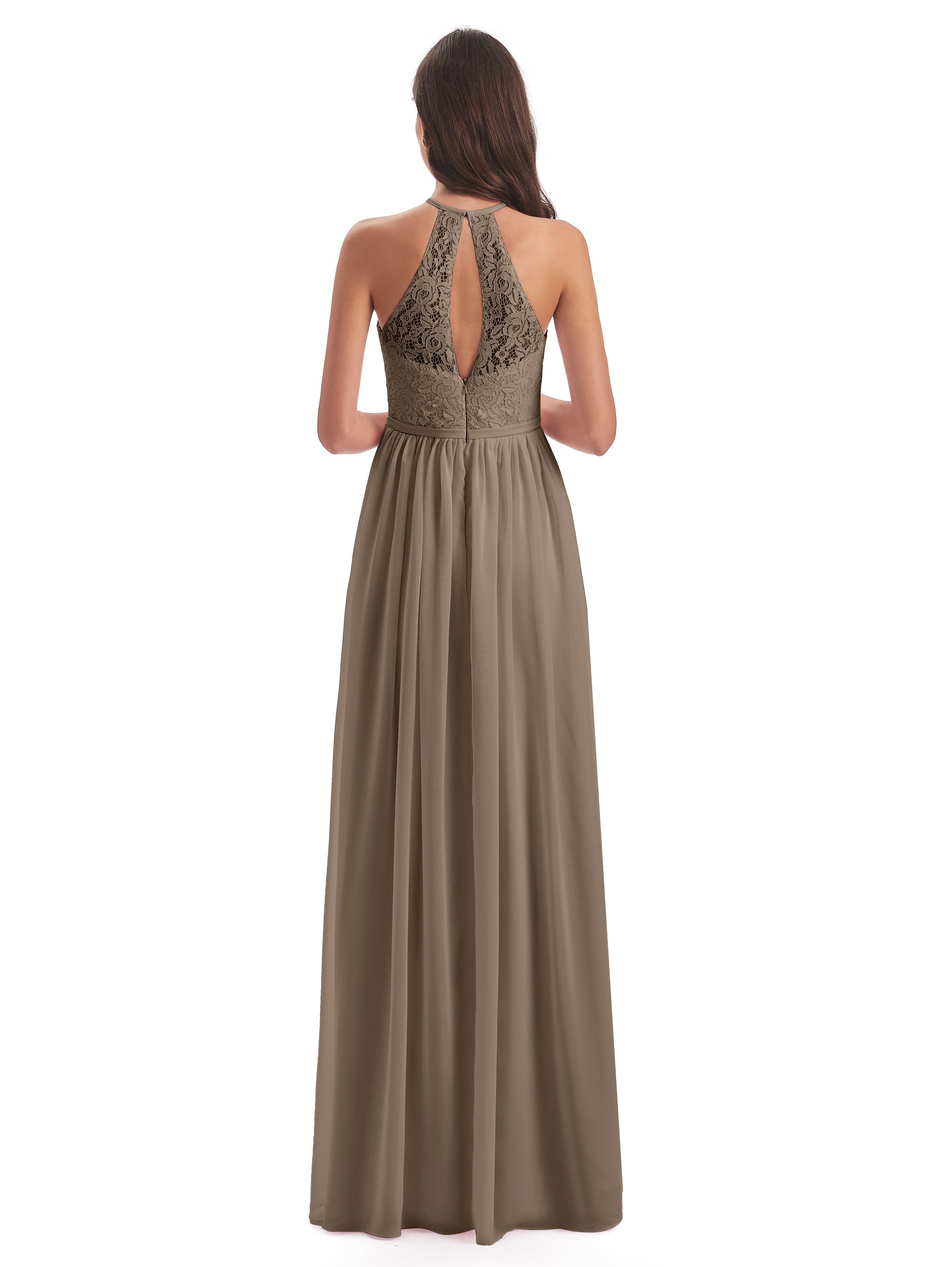 Magdalena Halter Keyhole Lace Long Bridesmaid Dresses