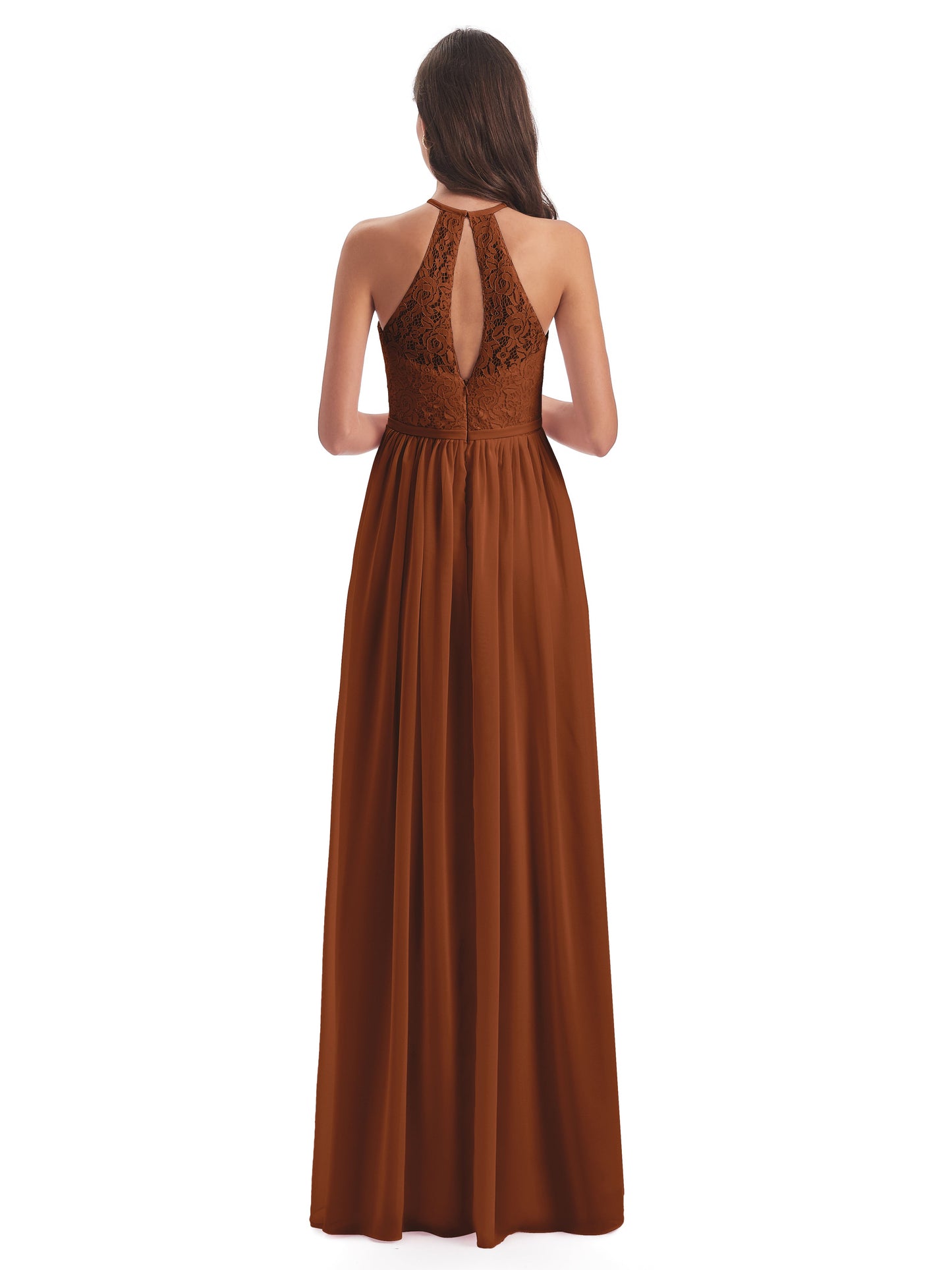 Magdalena Halter Keyhole Lace Long Bridesmaid Dresses
