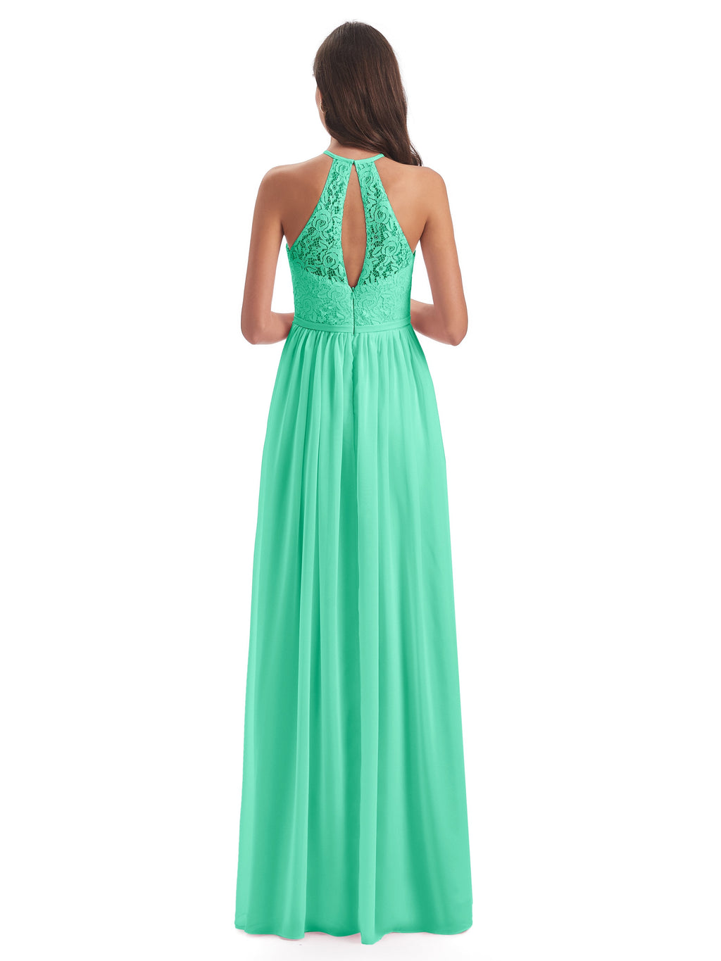 Magdalena Halter Keyhole Lace Long Bridesmaid Dresses