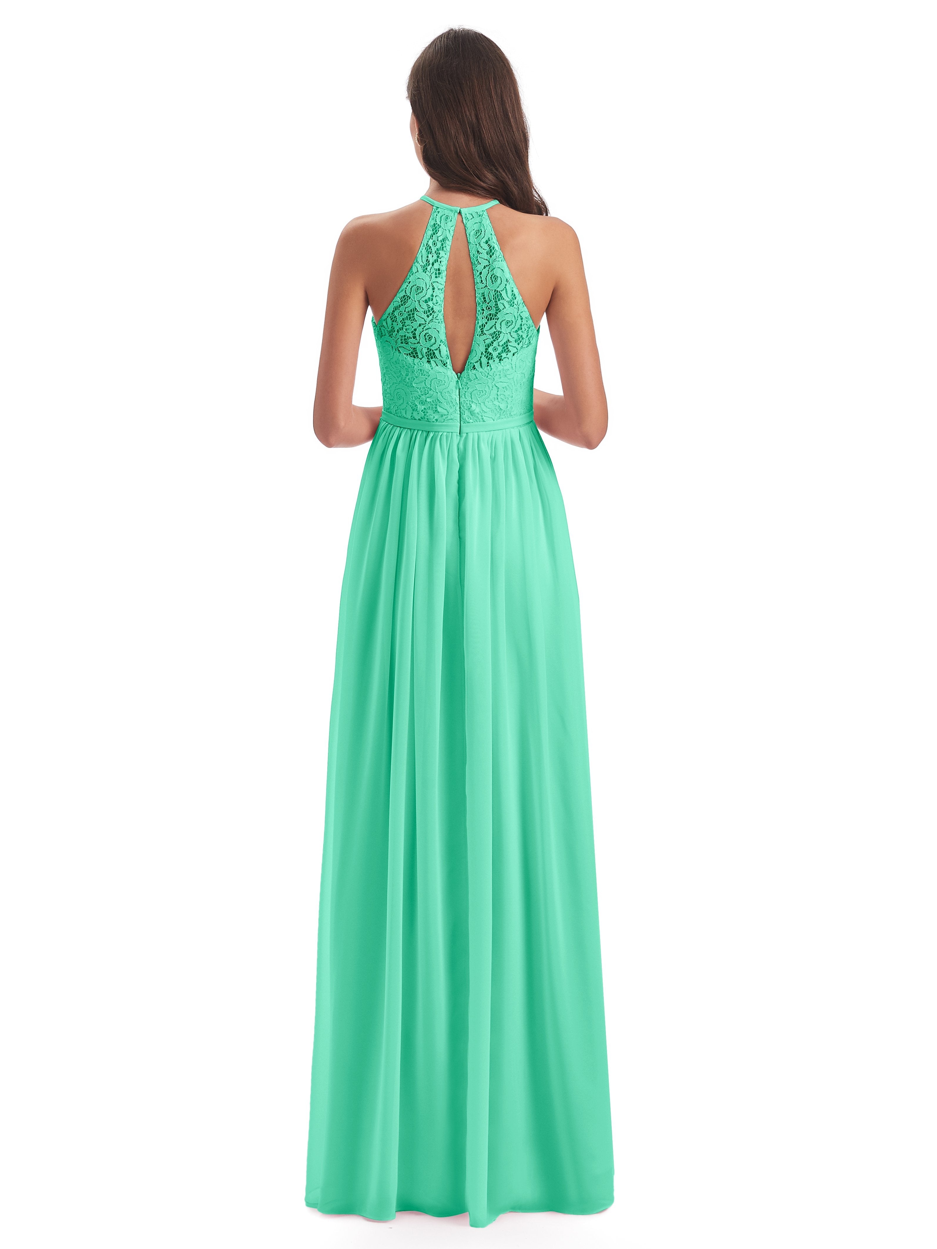 Magdalena Halter Keyhole Lace Long Bridesmaid Dresses