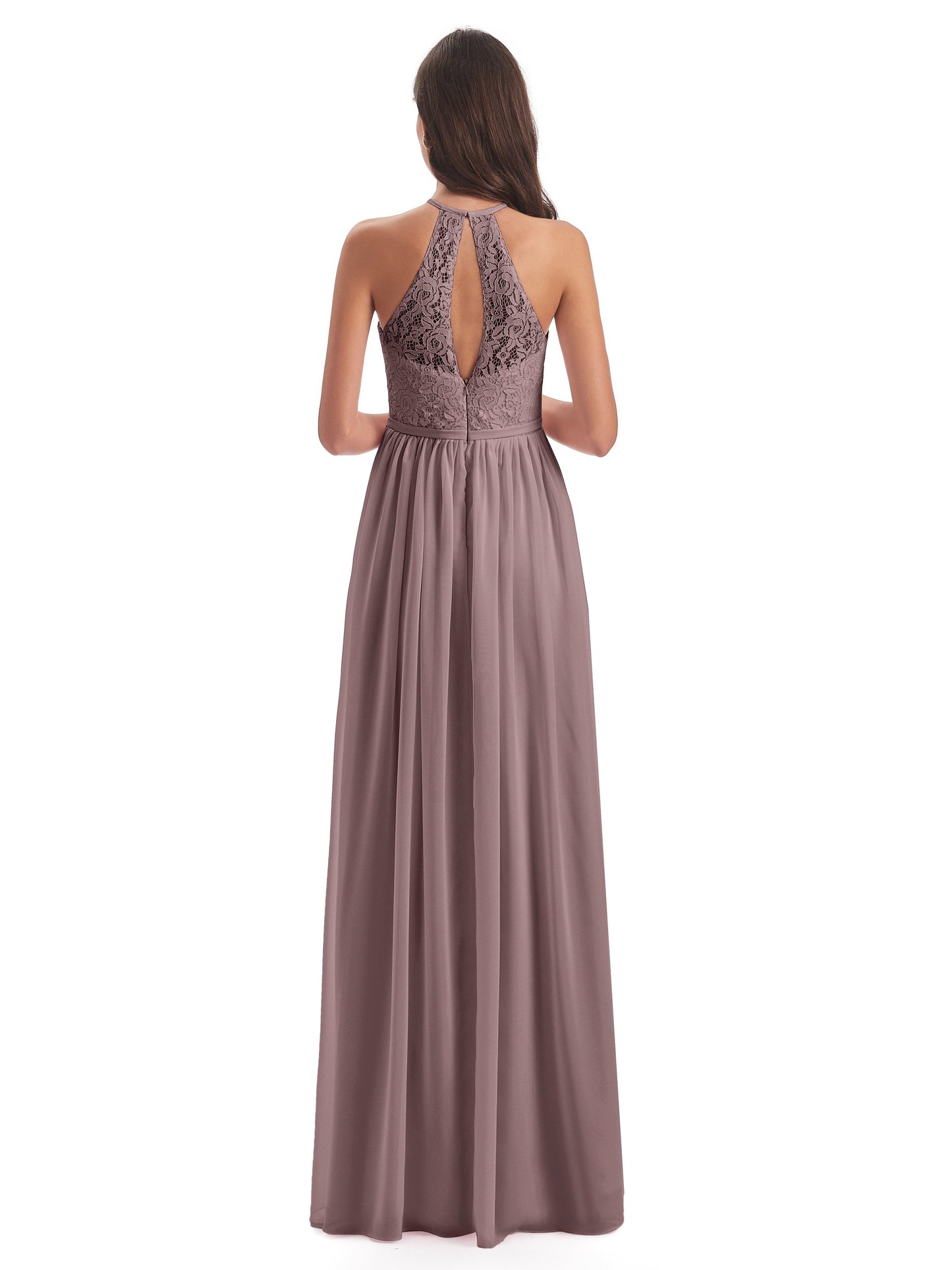 Magdalena Halter Keyhole Lace Long Bridesmaid Dresses
