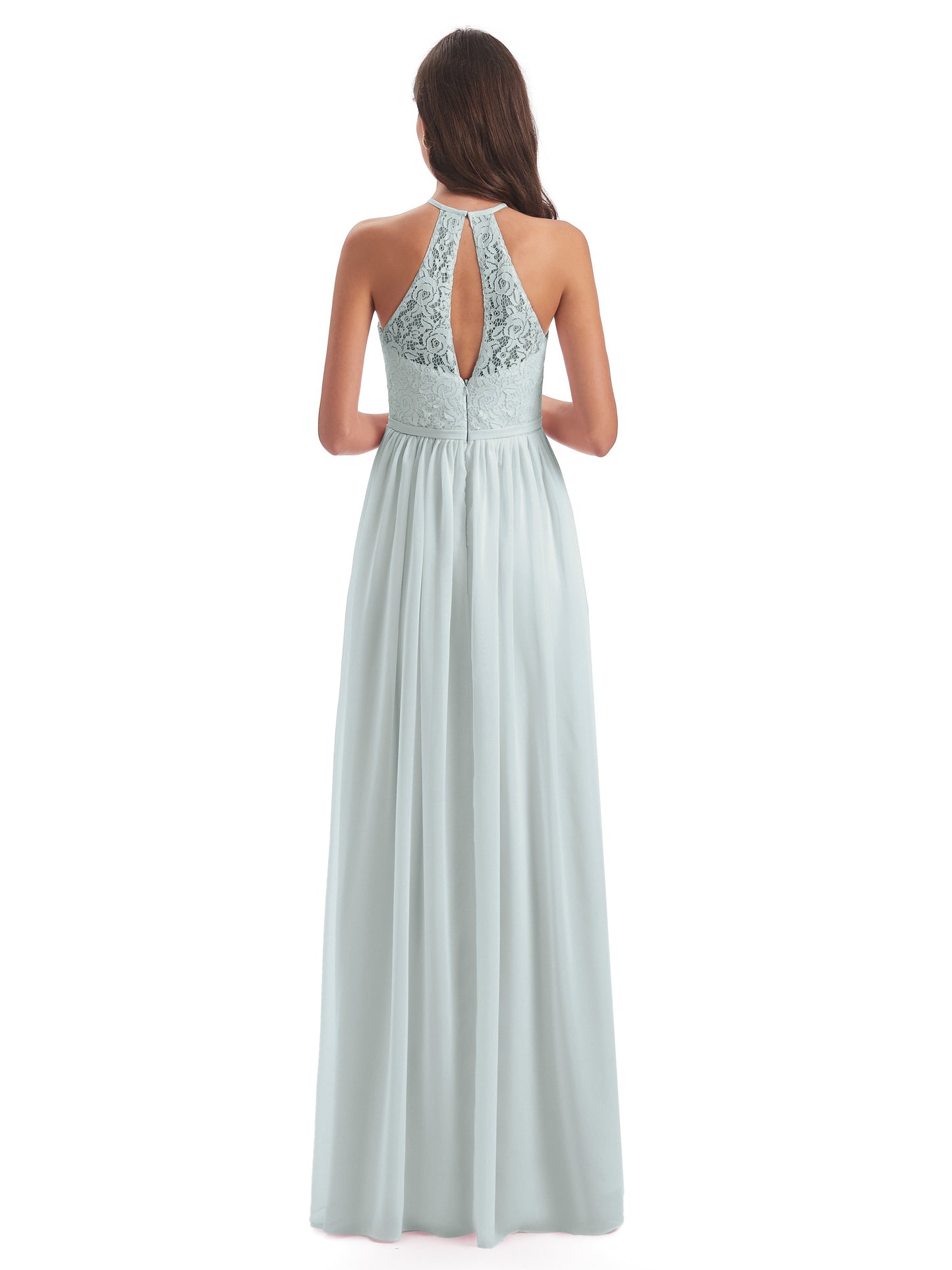 Magdalena Halter Keyhole Lace Long Bridesmaid Dresses