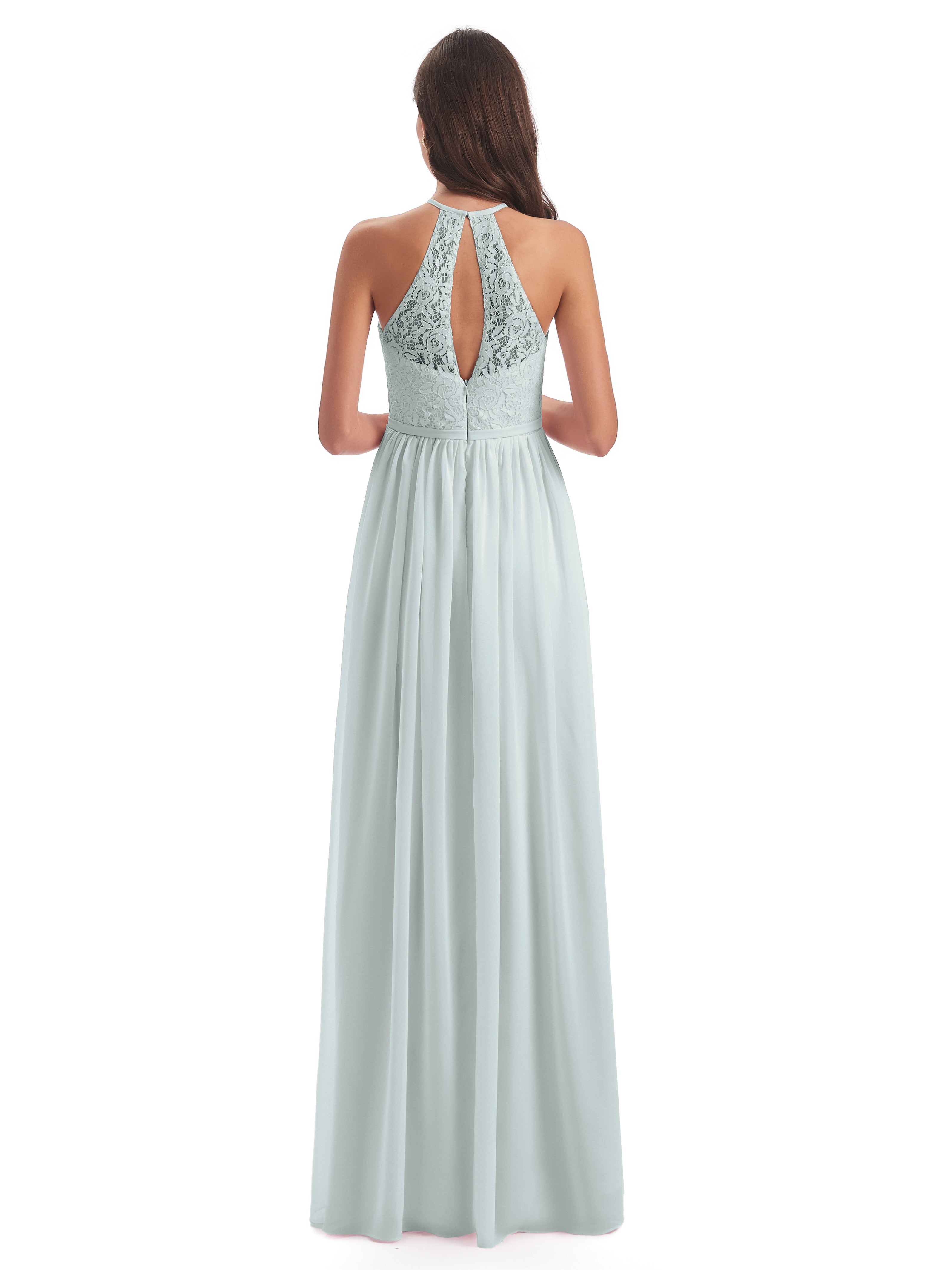 Magdalena Halter Keyhole Lace Long Bridesmaid Dresses