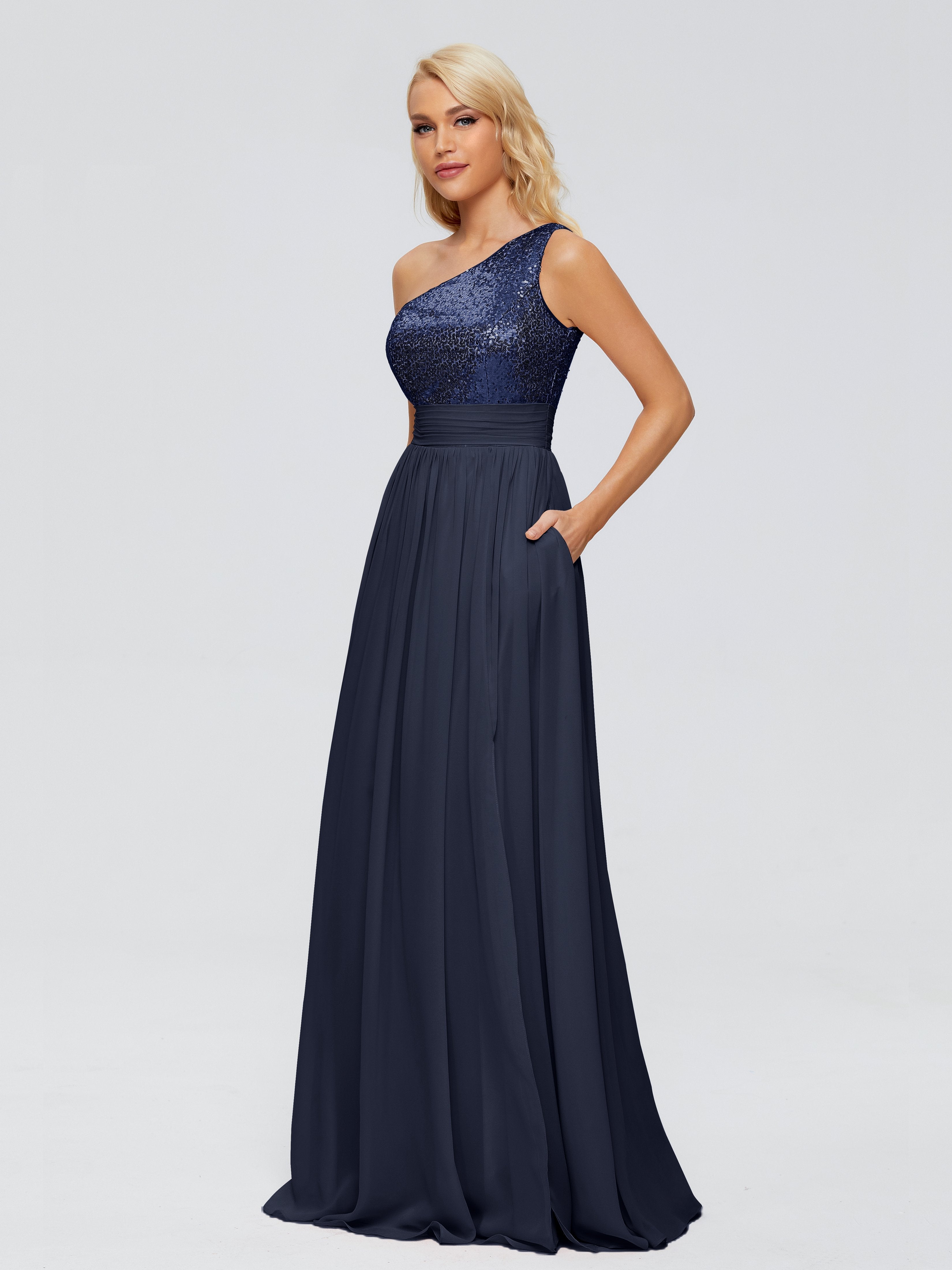 Margaret One-Shoulder Sequins Bridesmaid Dress