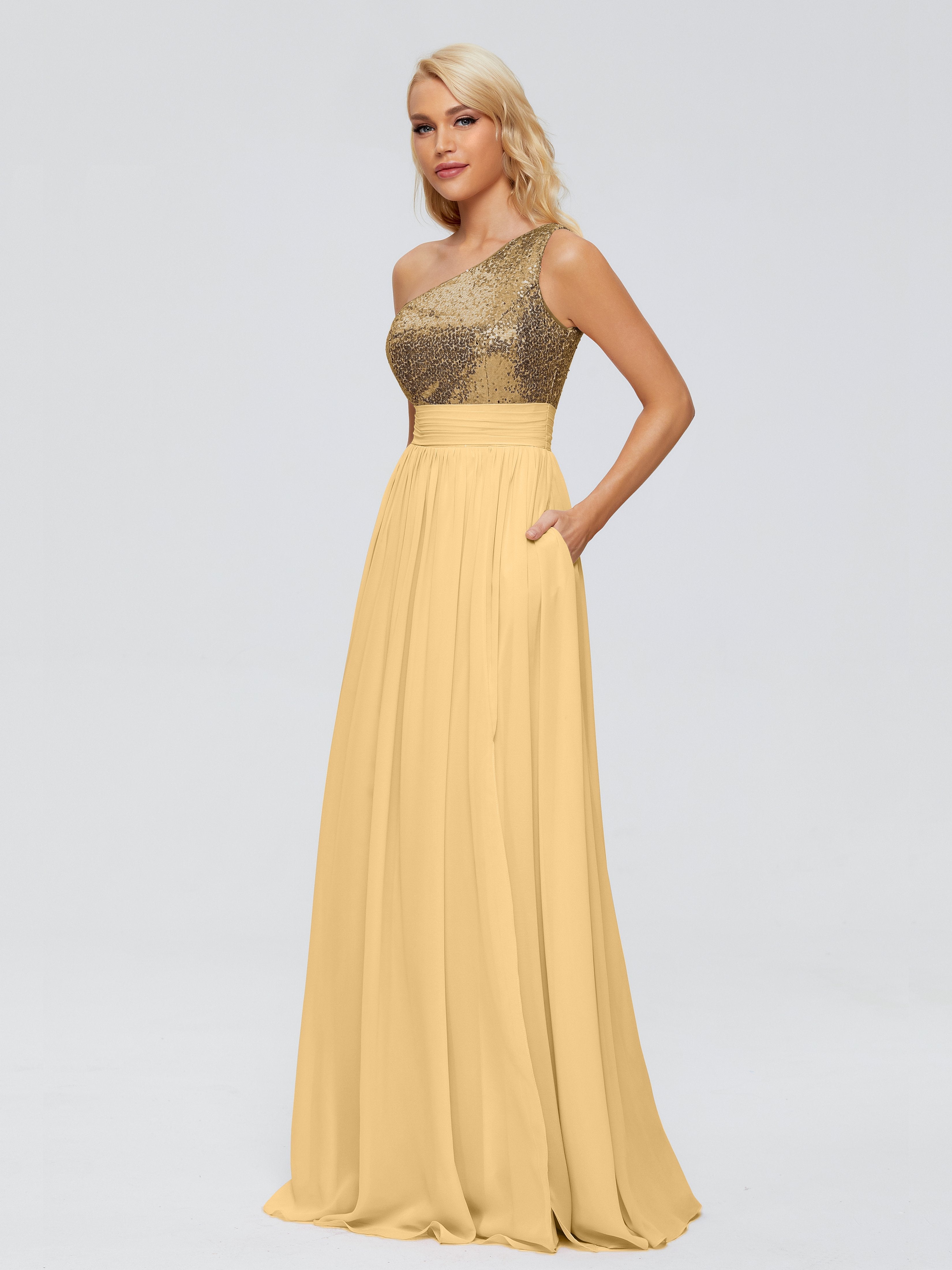 Margaret One-Shoulder Sequins Bridesmaid Dress