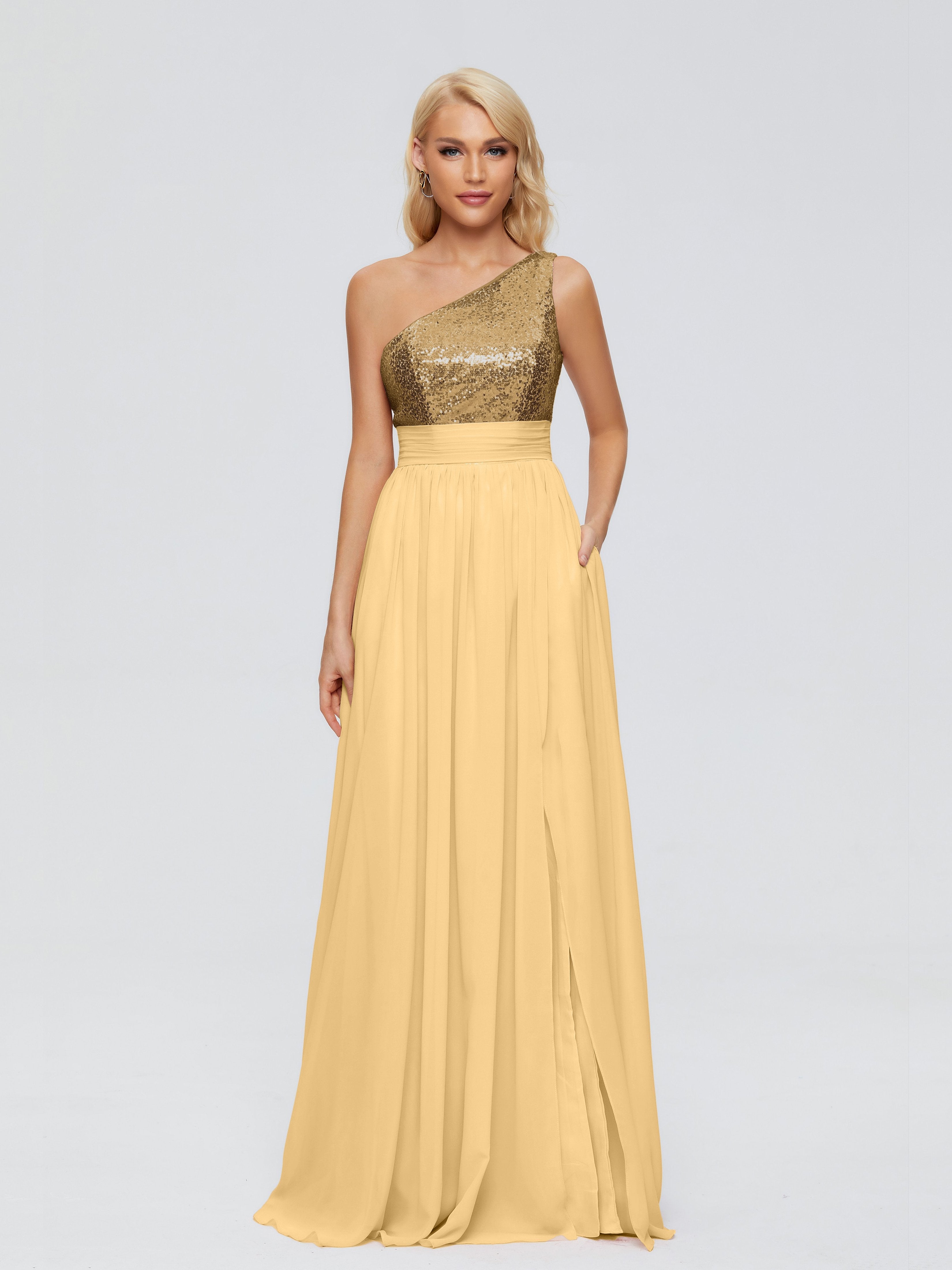 Margaret One-Shoulder Sequins Bridesmaid Dress