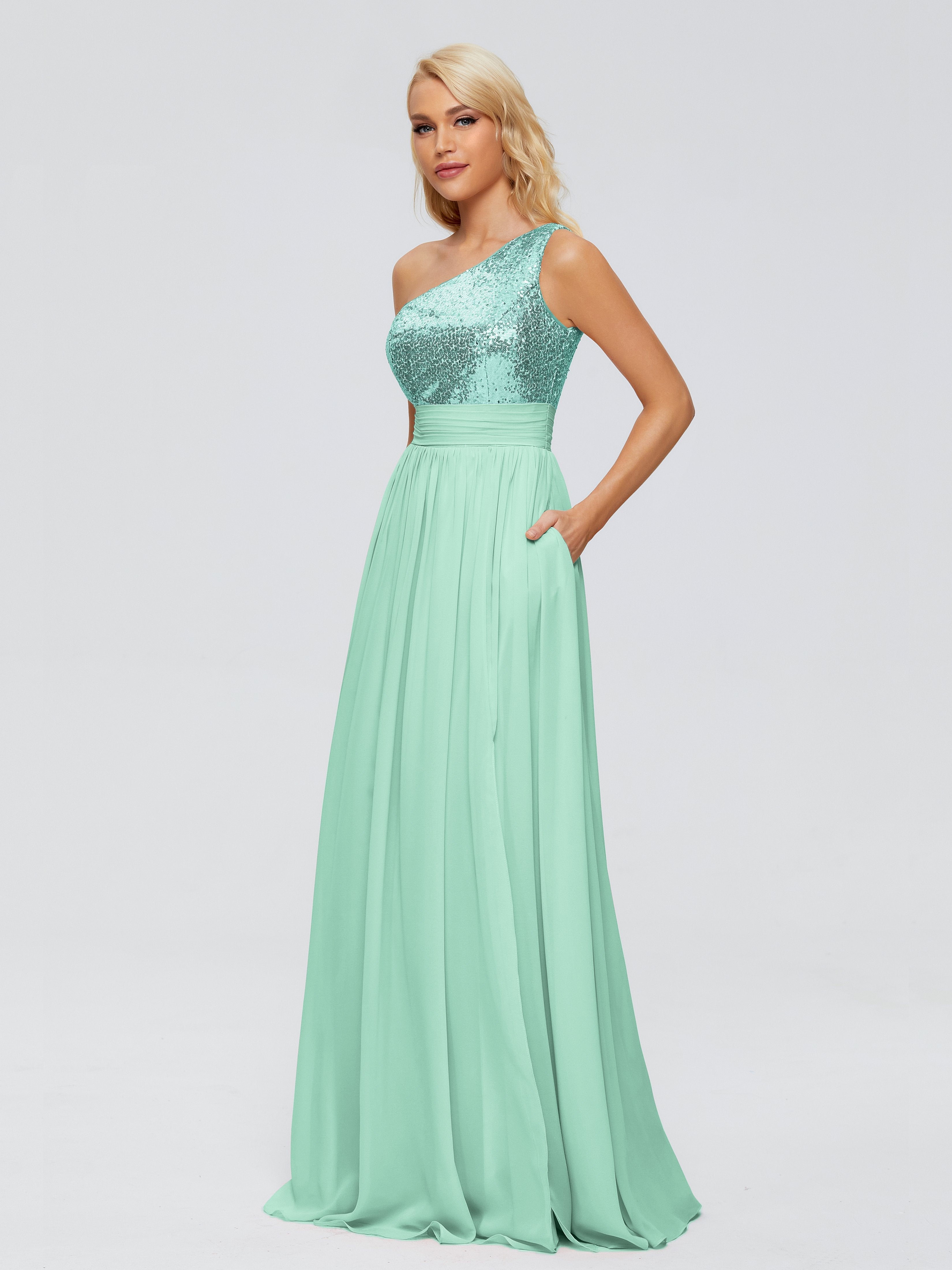 Margaret One-Shoulder Sequins Bridesmaid Dress