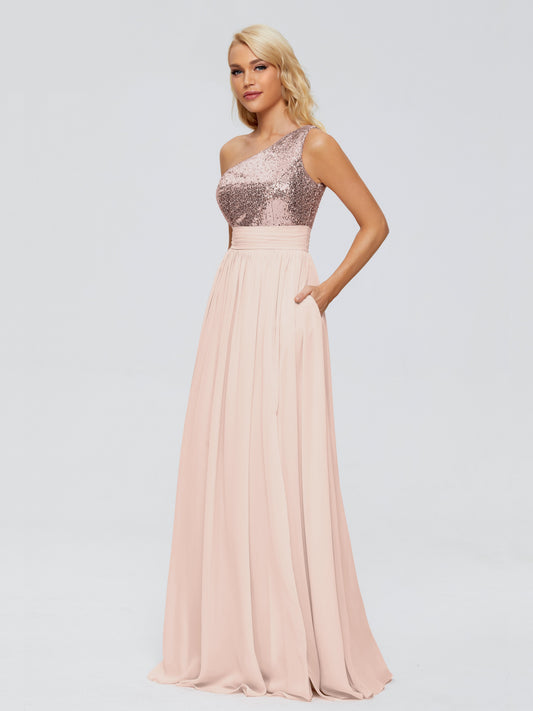 Margaret One-Shoulder Sequins Bridesmaid Dress
