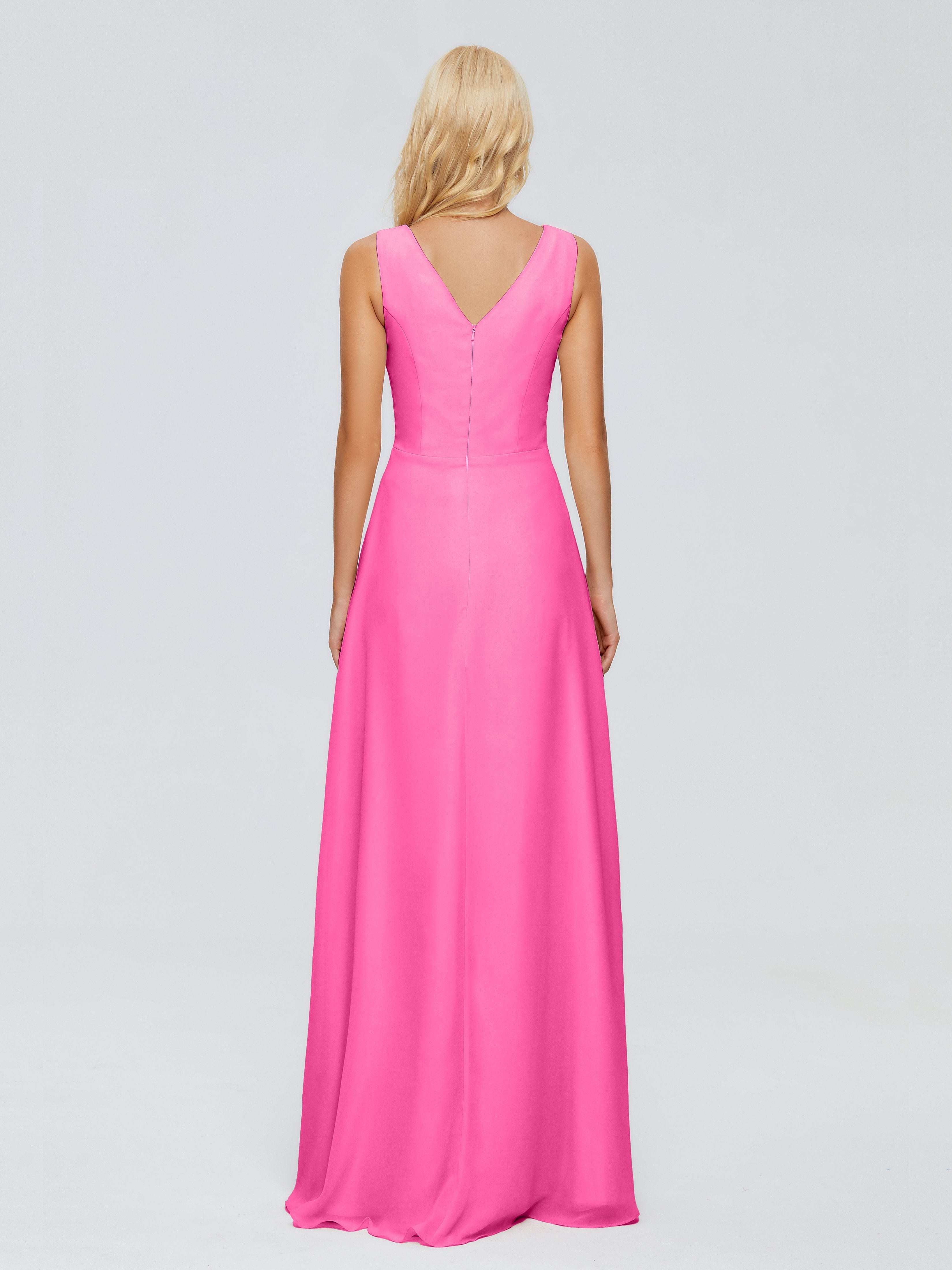 Maria V Neck Sleeveless Chiffon Bridesmaid Dresses