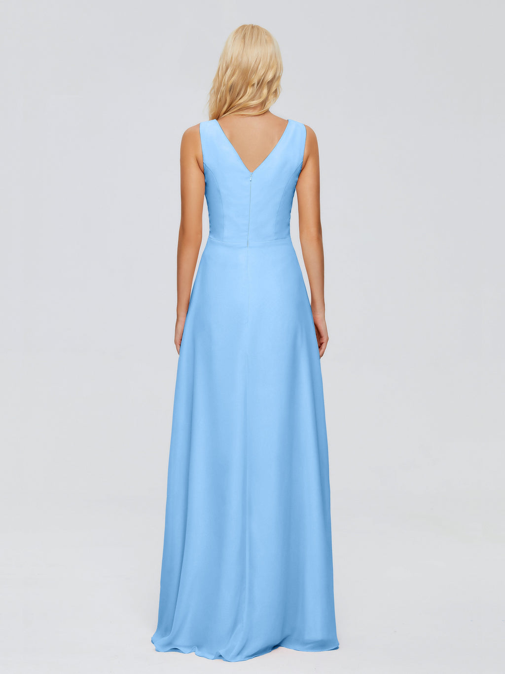 Maria V Neck Sleeveless Chiffon Bridesmaid Dresses
