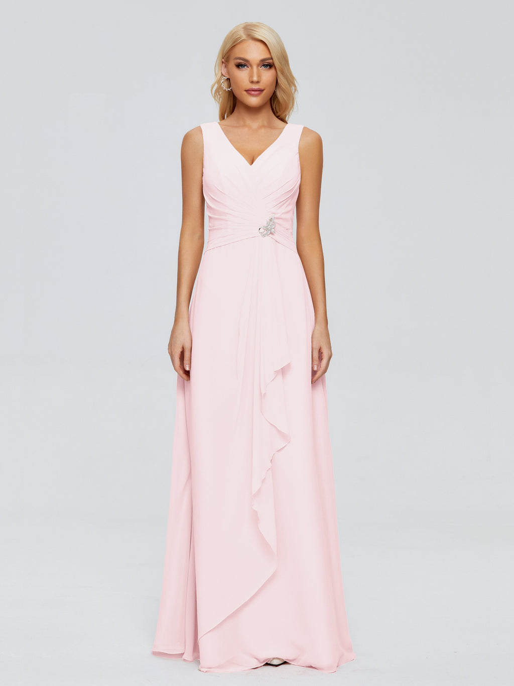 Maria V Neck Sleeveless Chiffon Bridesmaid Dresses