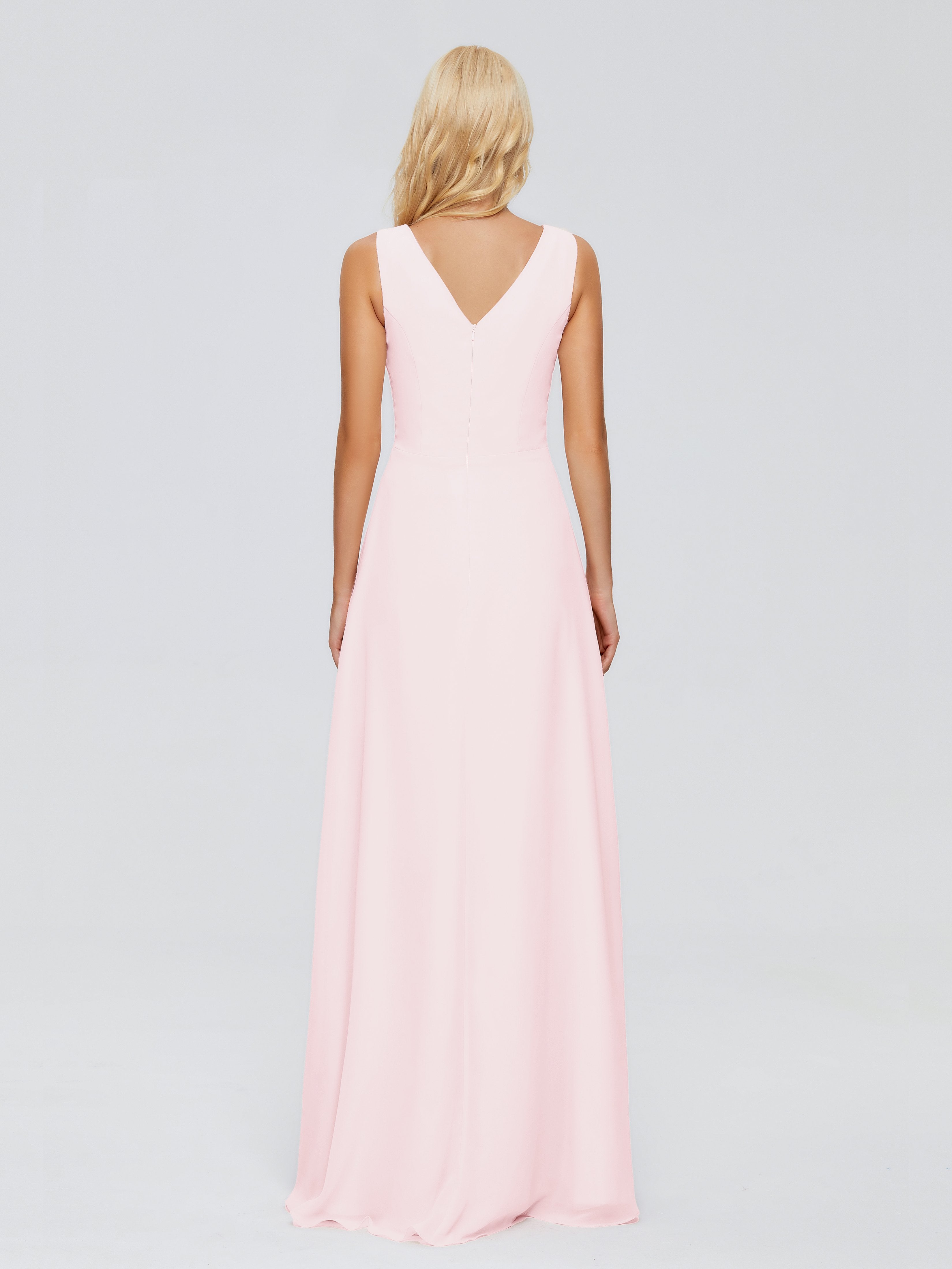 Maria V Neck Sleeveless Chiffon Bridesmaid Dresses